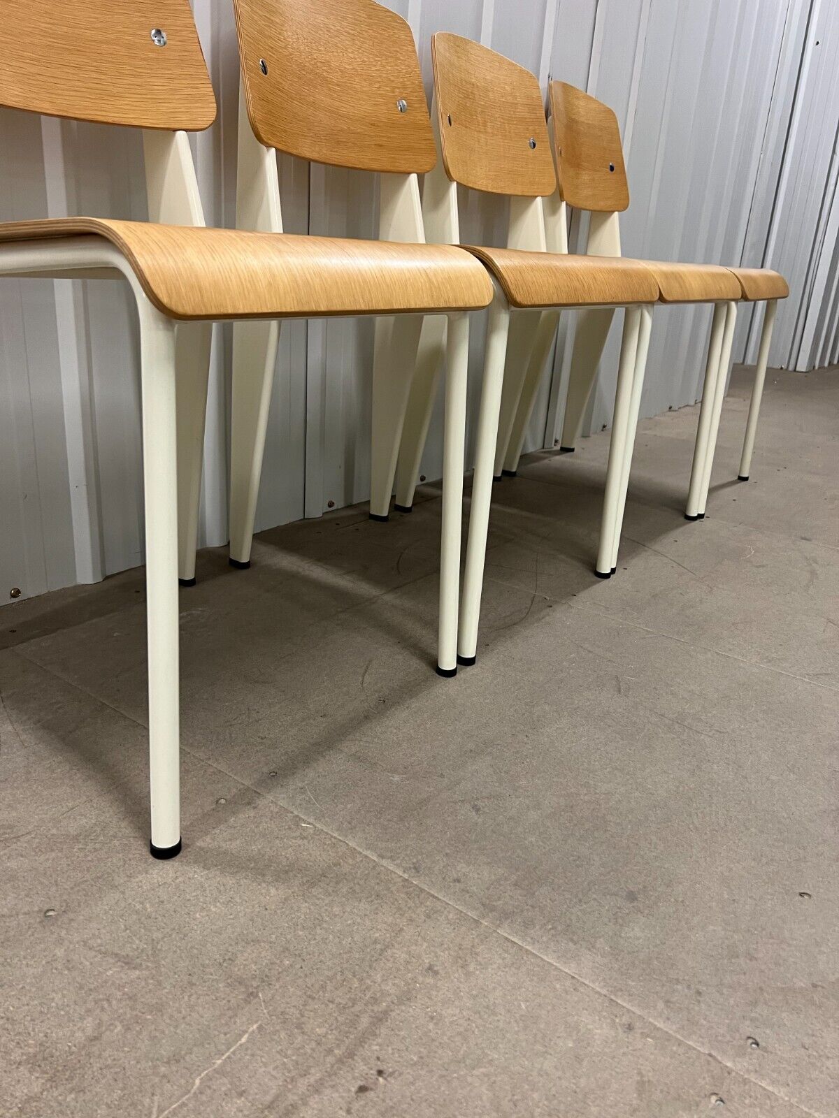 Jean Prouvé Standard Chair for Vitra – Natural Oak, White Metal