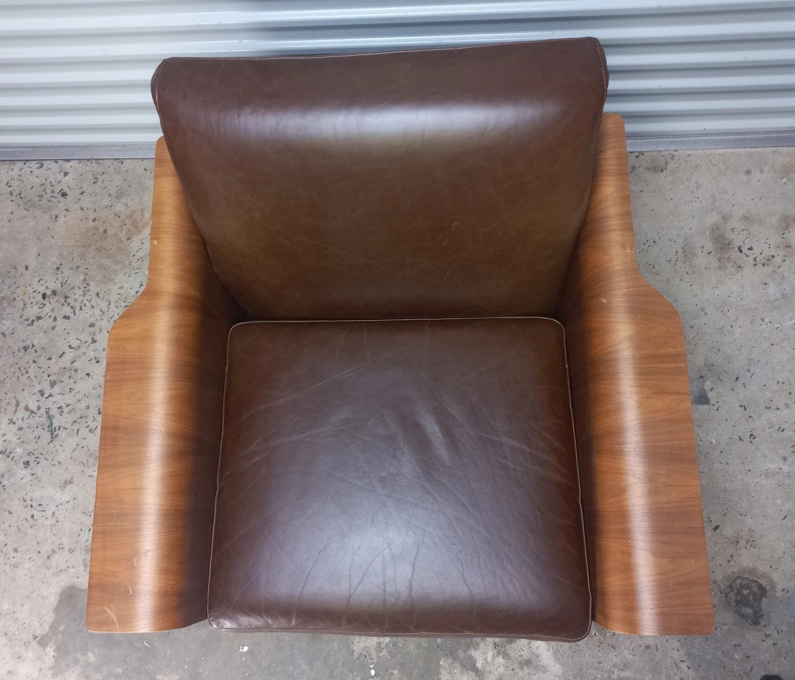 Gus Lodge Chair – Brown Leather & Walnut