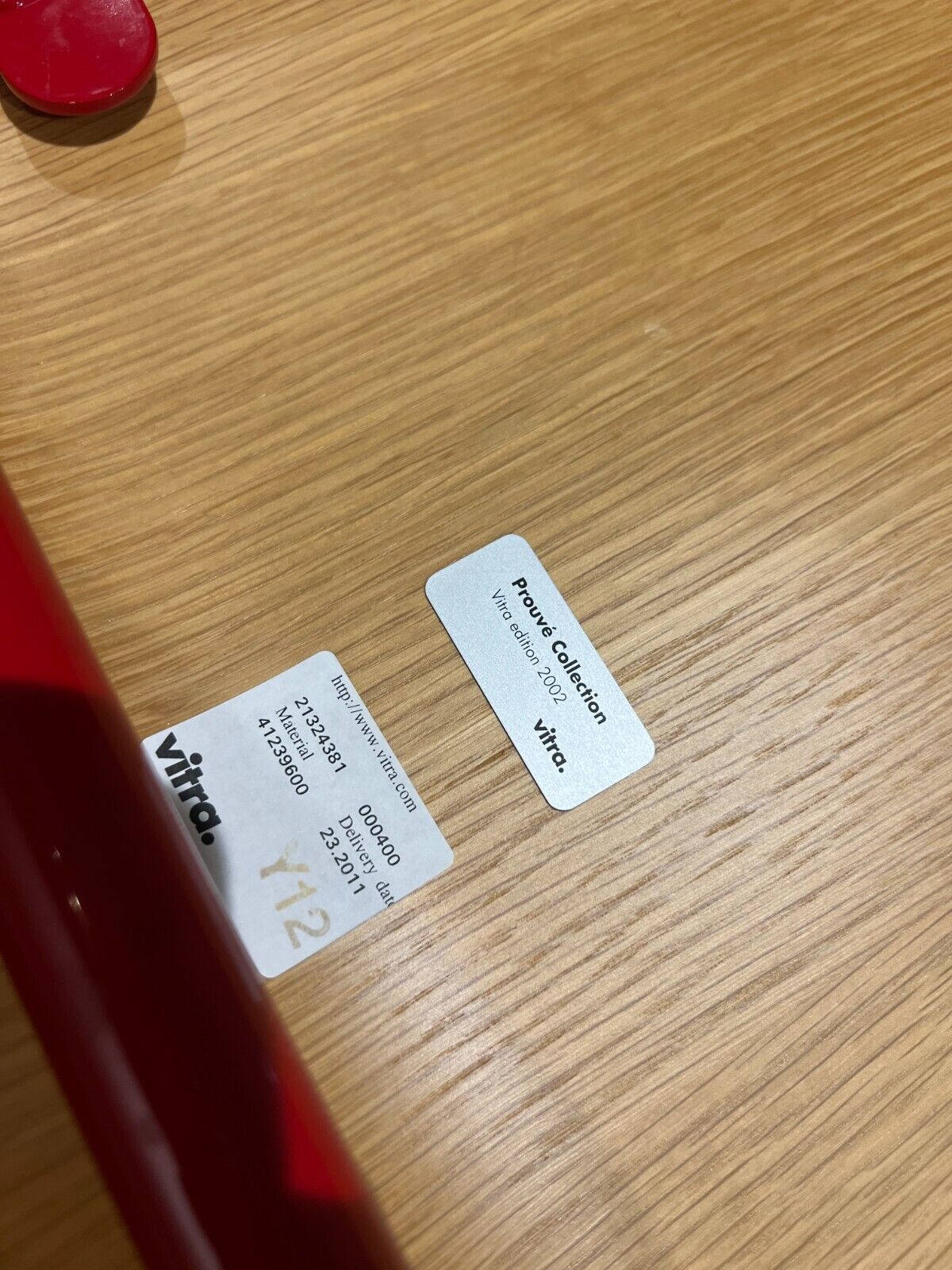 Jean Prouvé Standard Chair for Vitra – Natural Oak, Japanese Red