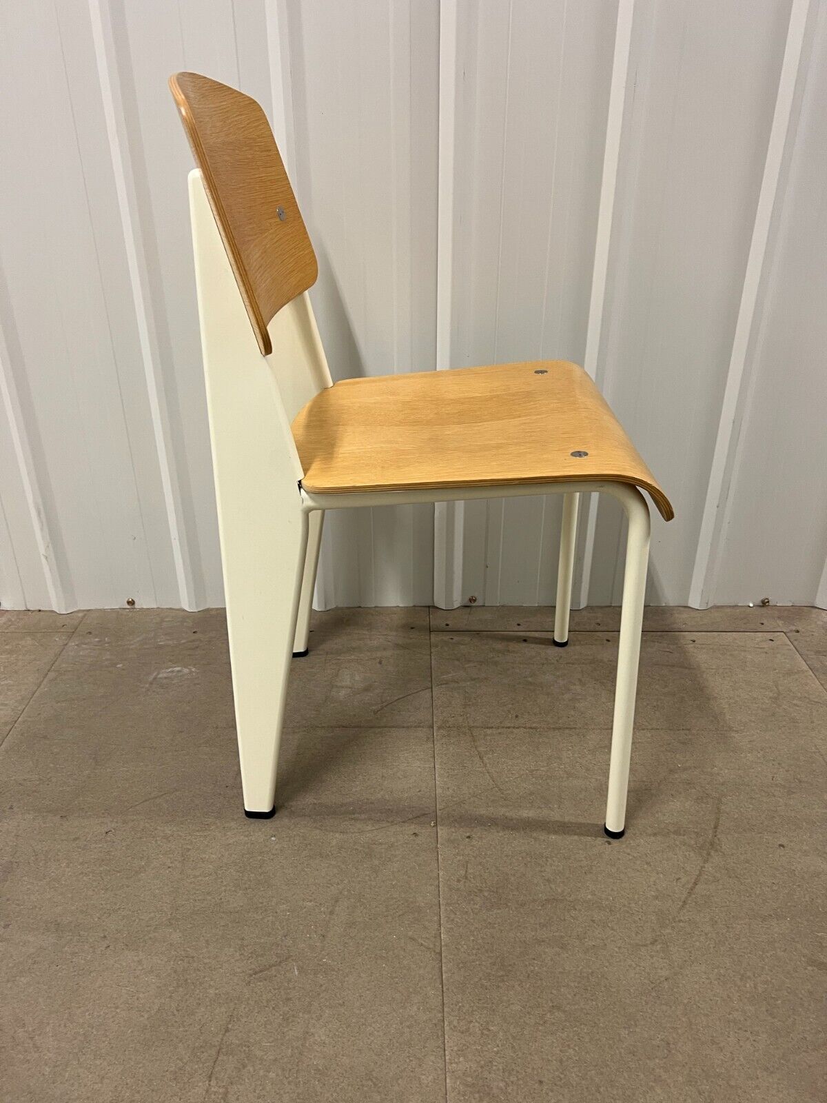 Jean Prouvé Standard Chair for Vitra – Natural Oak, White Metal
