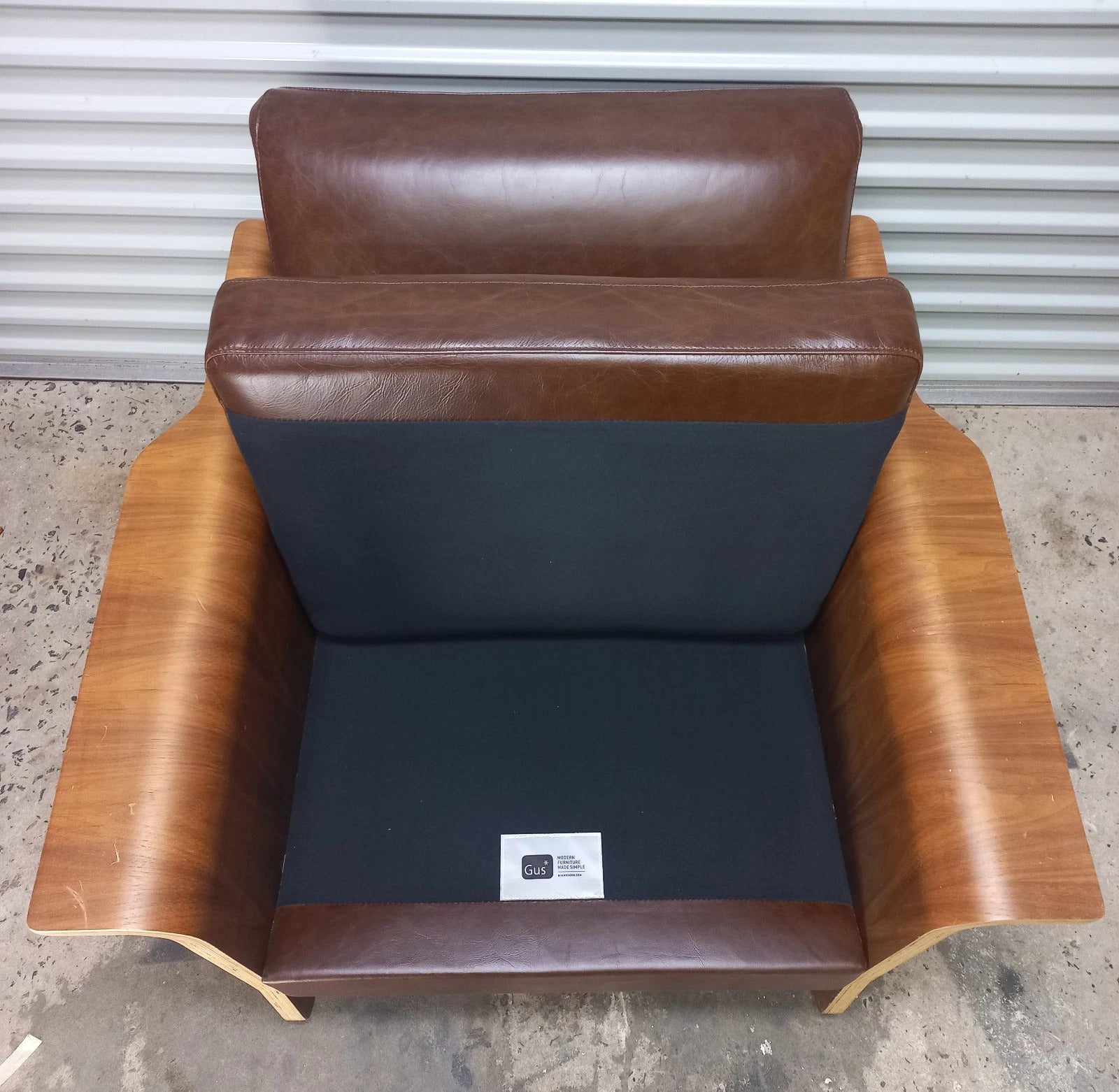 Gus Lodge Chair – Brown Leather & Walnut