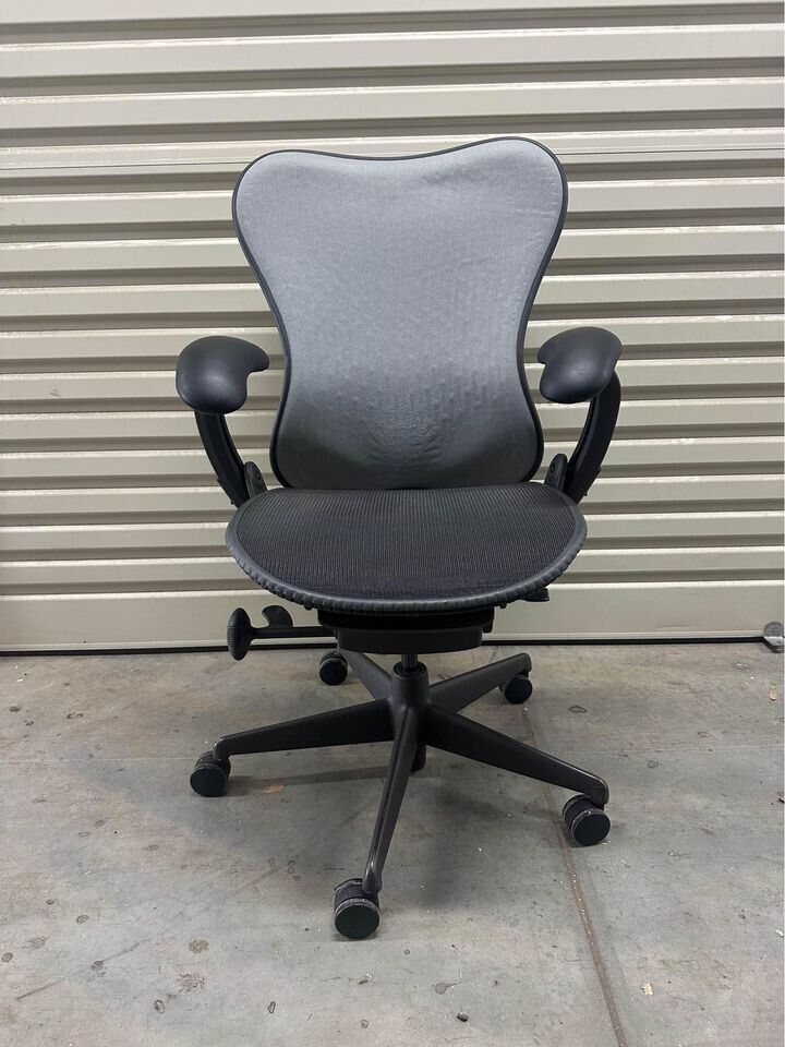 Herman Miller Mirra Office Chair with Armrest, Butterfly Back- Black/Grey