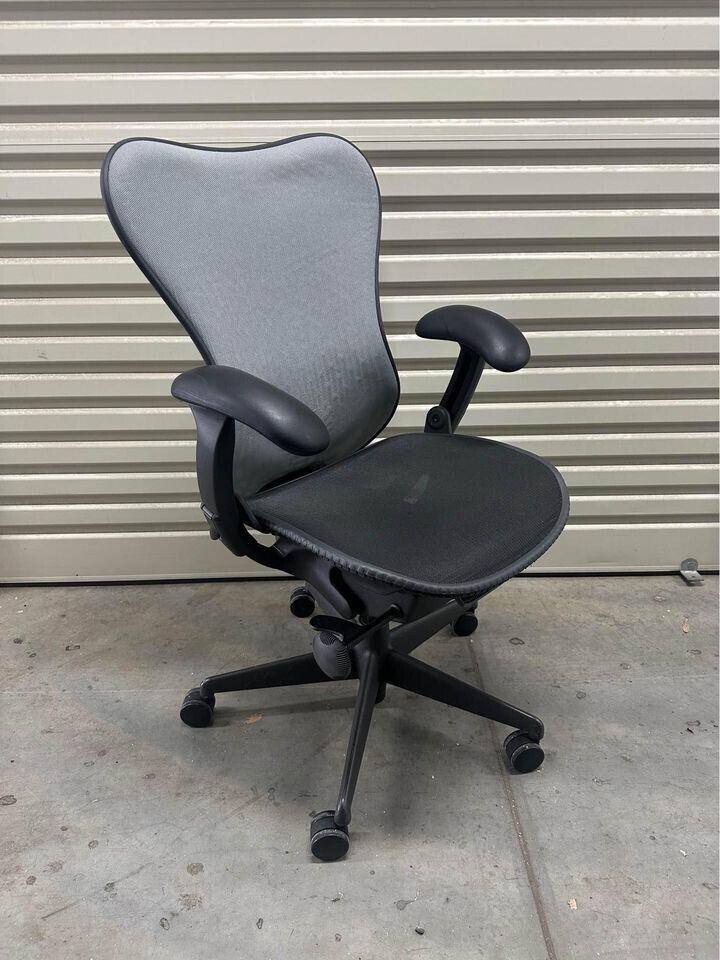 Herman Miller Mirra Office Chair with Armrest, Butterfly Back- Black/Grey