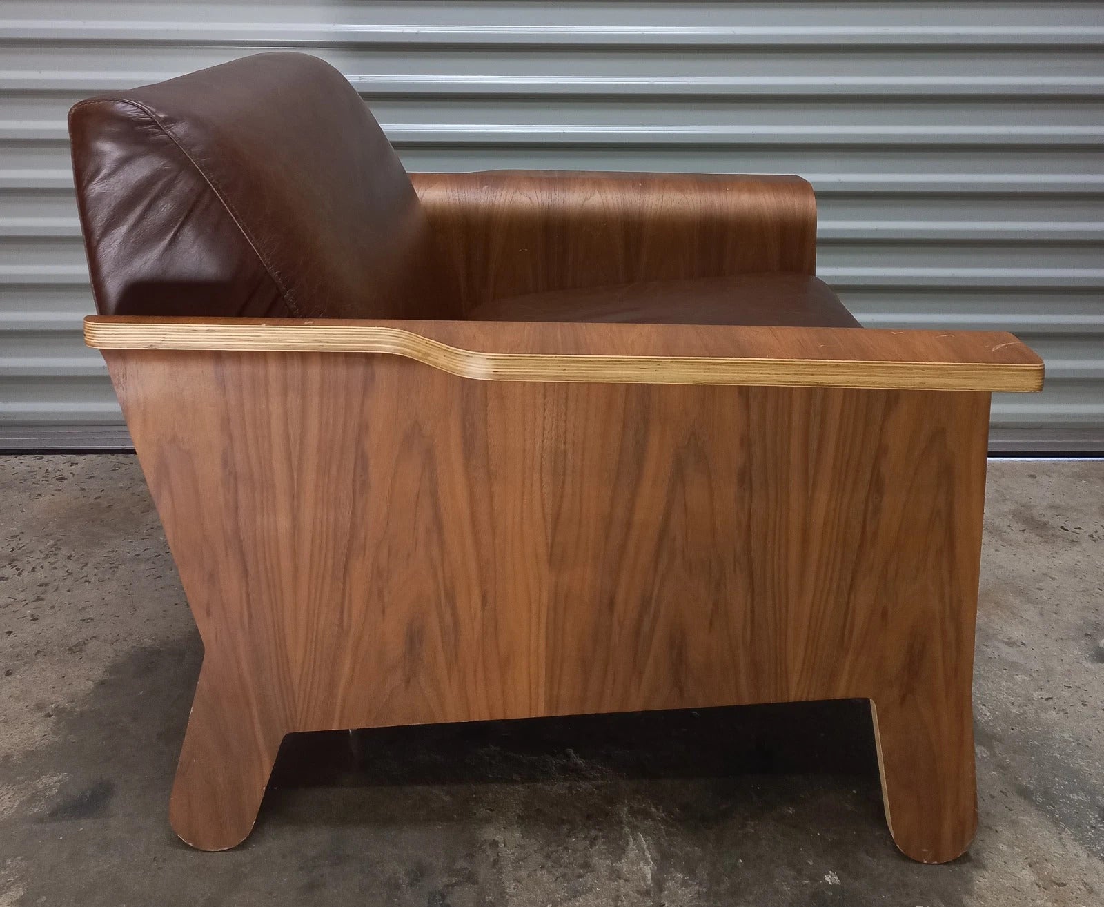 Gus Lodge Chair – Brown Leather & Walnut