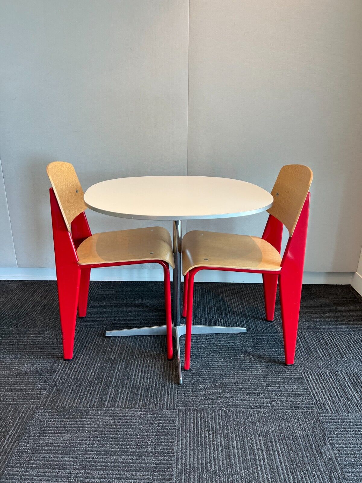 Jean Prouvé Standard Chair for Vitra – Natural Oak, Japanese Red