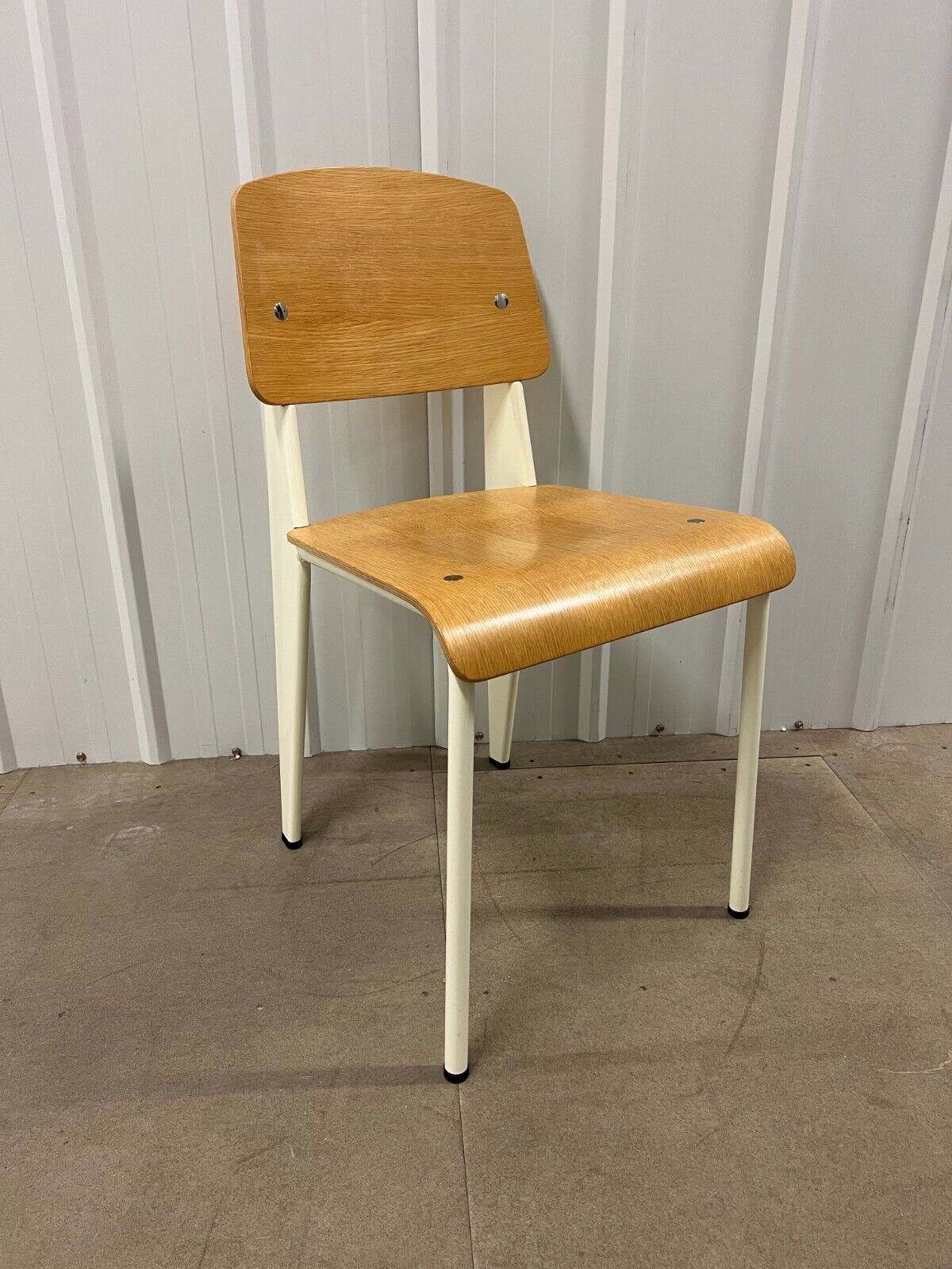 Jean Prouvé Standard Chair for Vitra – Natural Oak, White Metal