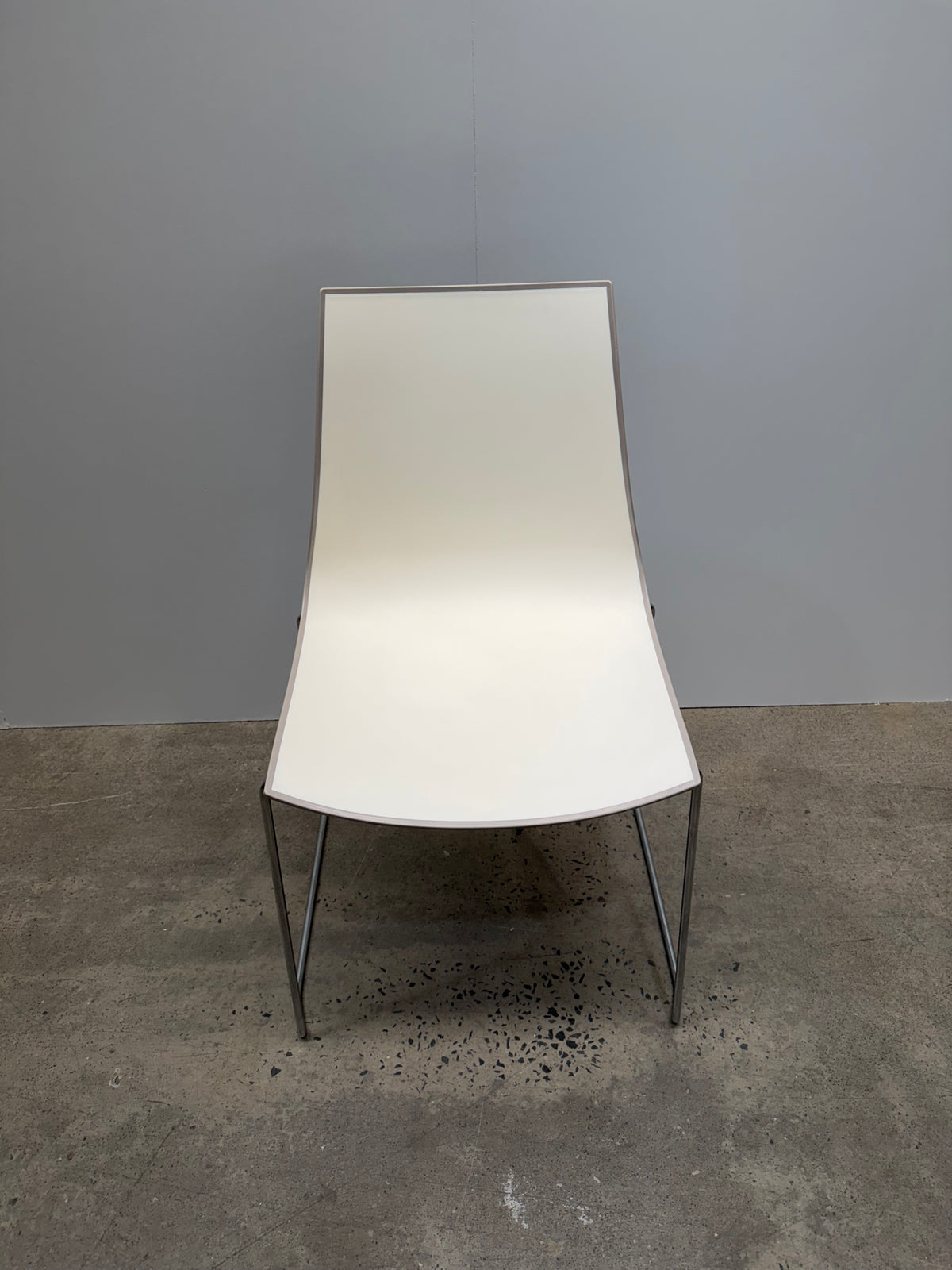 Pedrali Tweet 894 Sled Chair by Marc Sadler – White & Grey, Chrome – view 7 – pre-owned