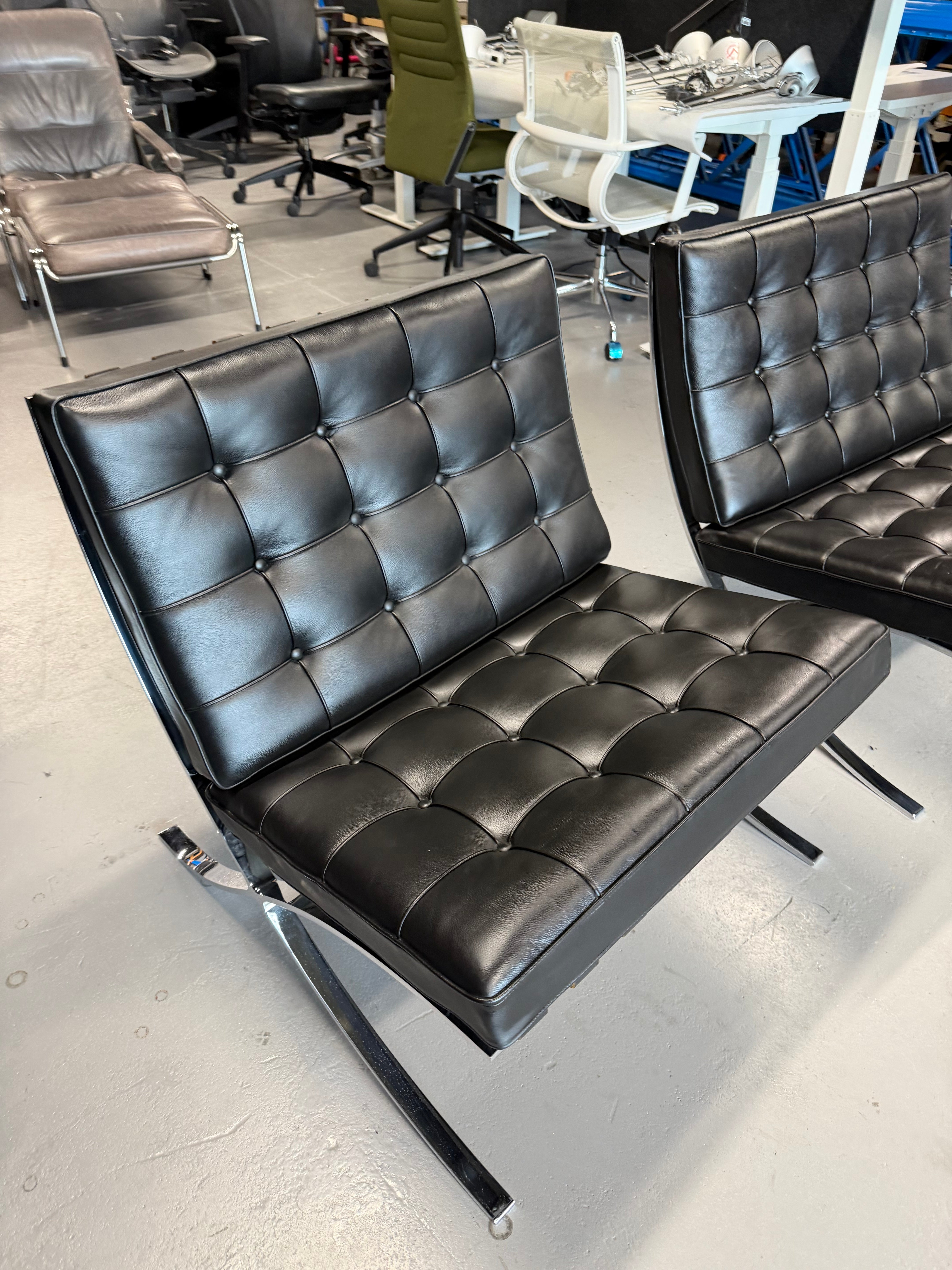 Original Knoll Barcelona Lounge Chair – Chrome Frame, Black Leather