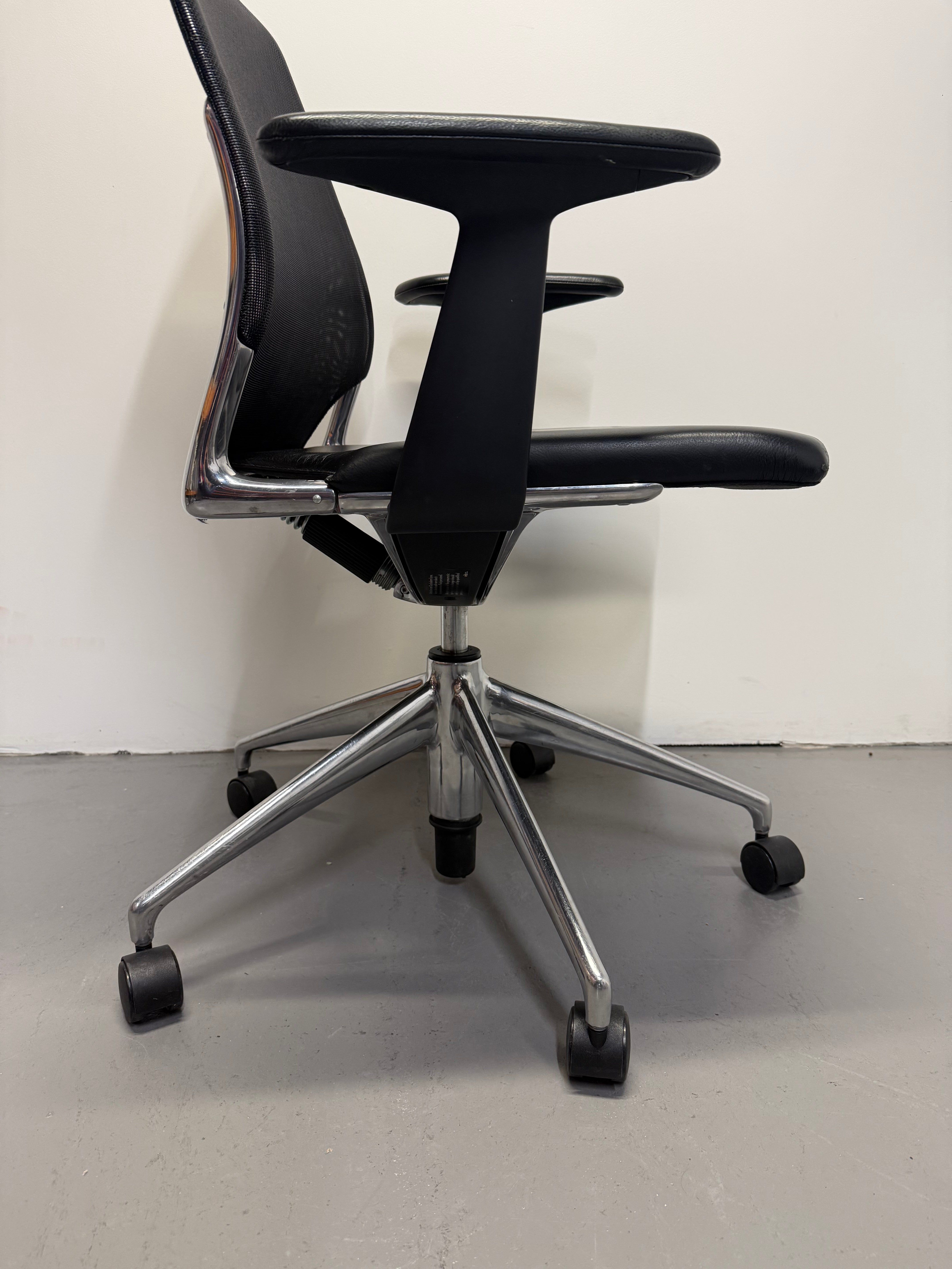 Vitra Meda Chair - Black Leather Seat & Mesh Back