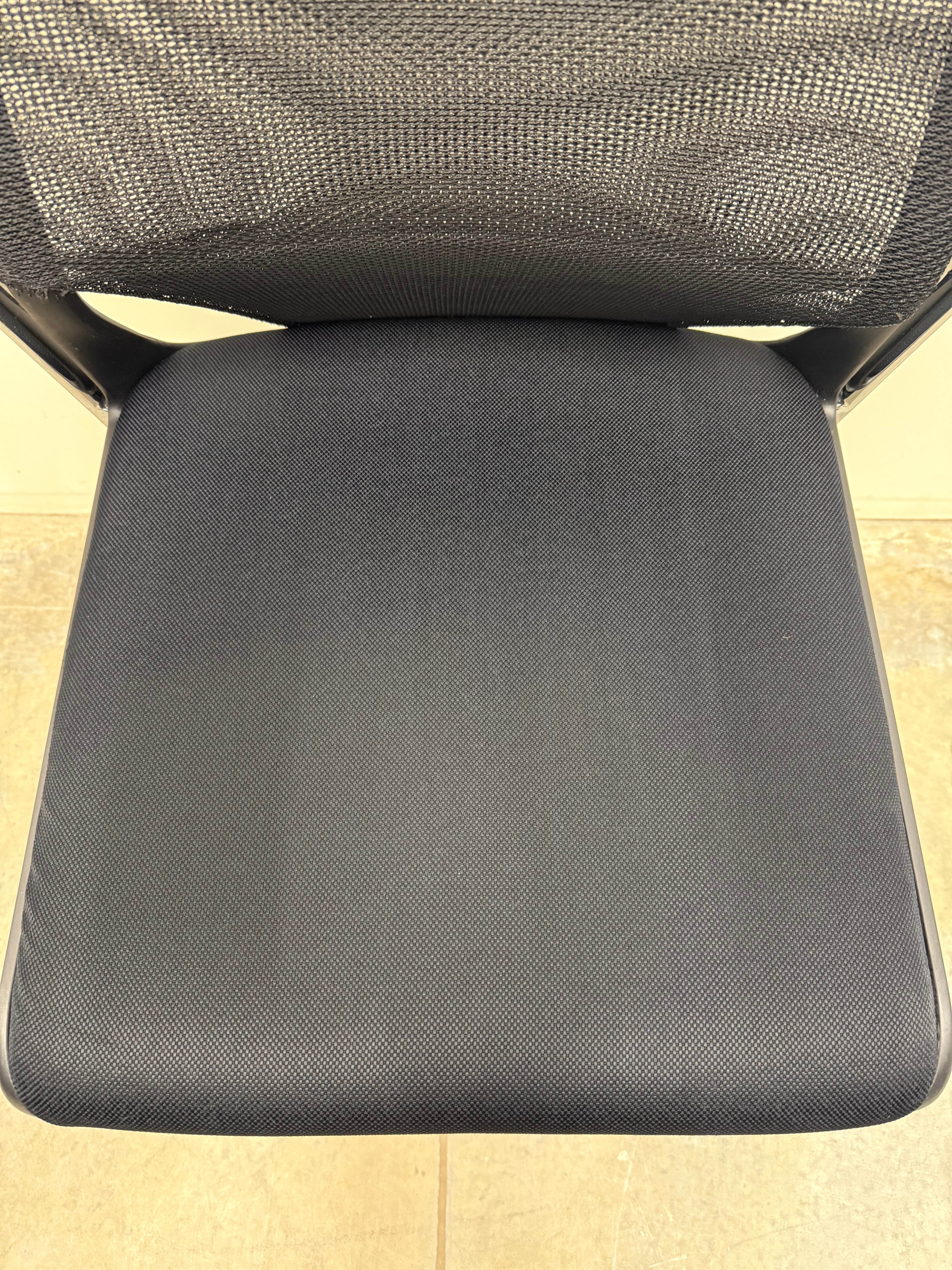 Vitra MedaSlim Chair – Black Mesh Back with Chrome Armrests