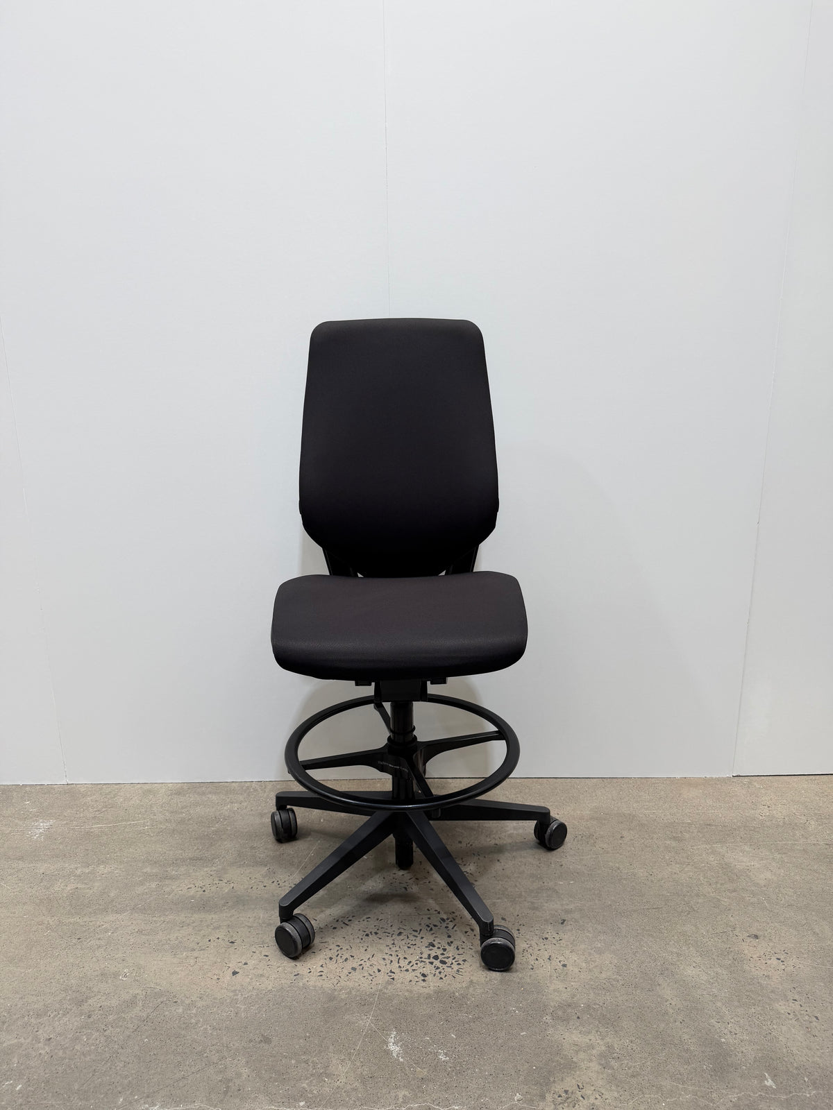 Steelcase Gesture Drafting Stool – Black Fabric, No Arms – view 1 – pre-owned