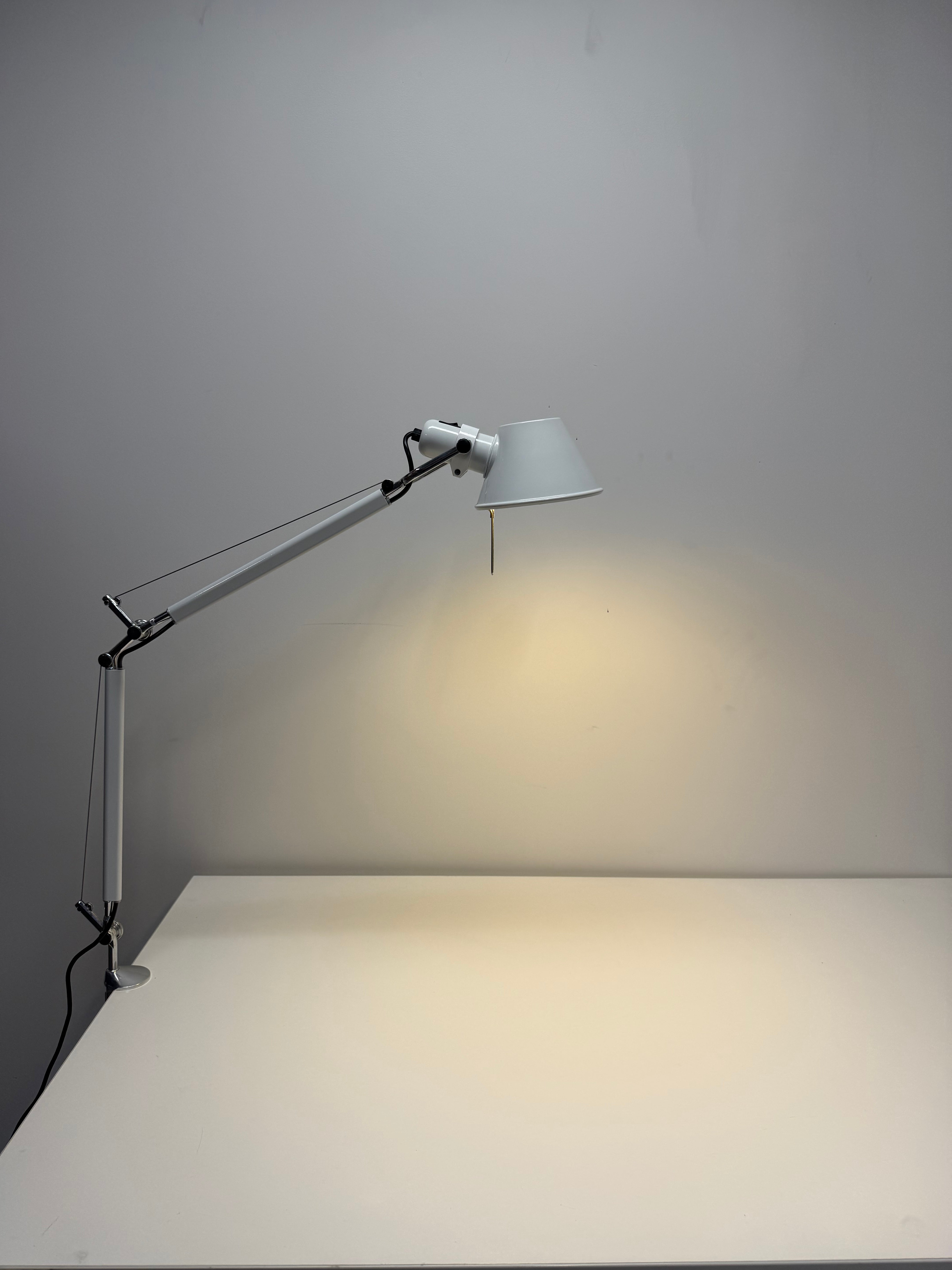 Artemide Tolomeo Mini Desk Lamp White - Clamp Mount | De Lucchi & Fassina
