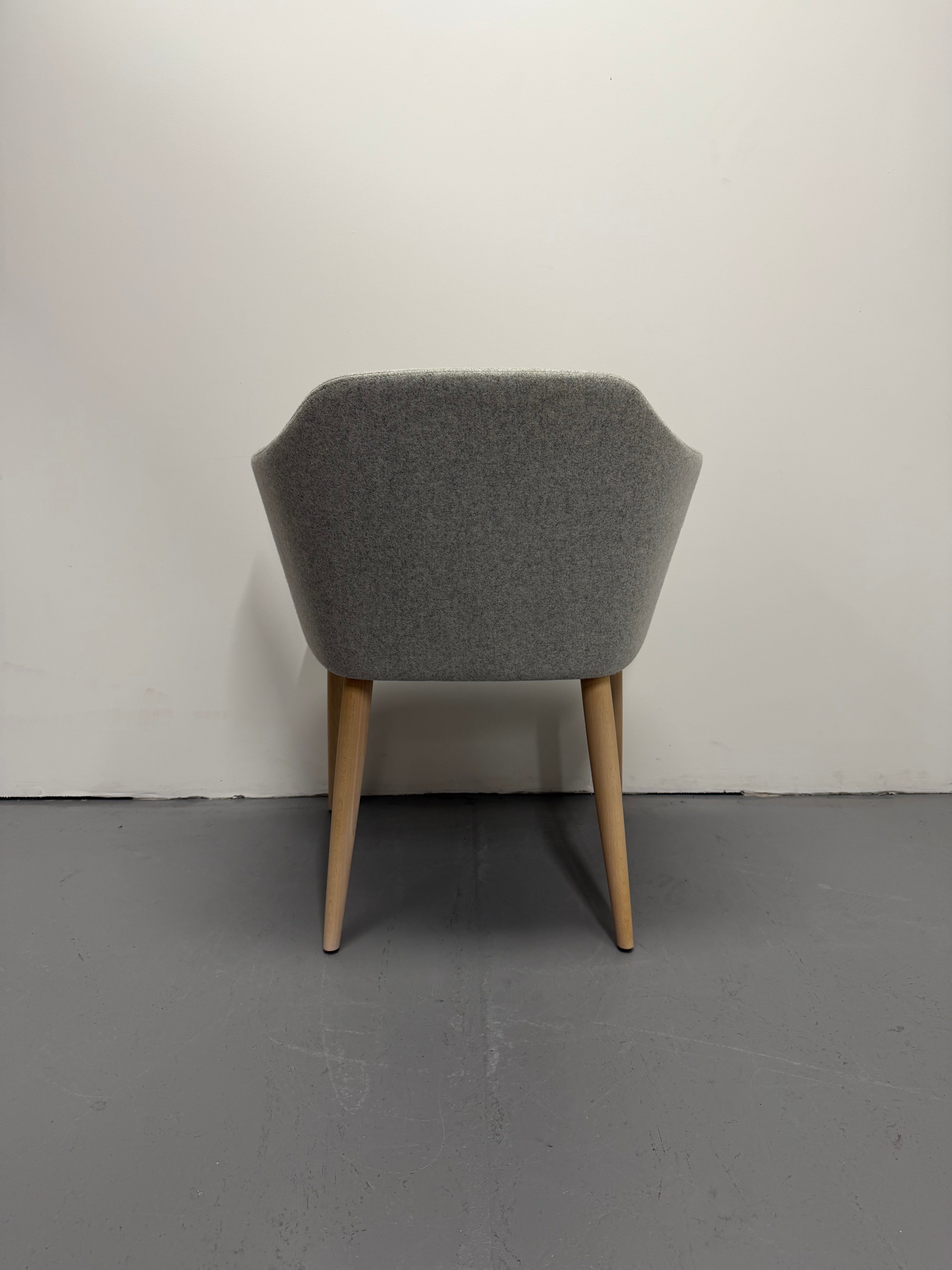 Crassevig Upholstered Armchair – Light Grey Fabric & Timber Legs - Made in Italy