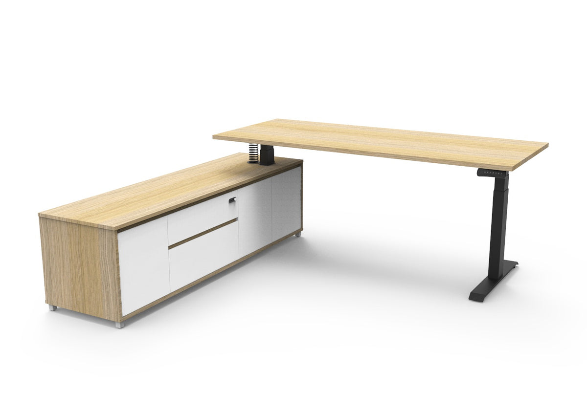 Executive Sit-Stand Desk with Storage Cabinet – new