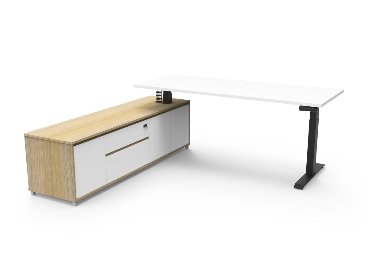 Executive Sit-Stand Desk with Storage Cabinet – new