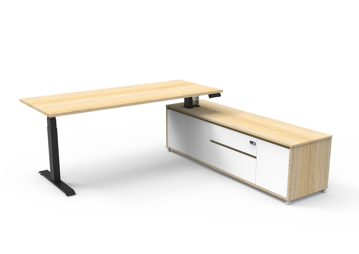 Executive Sit-Stand Desk with Storage Cabinet – new
