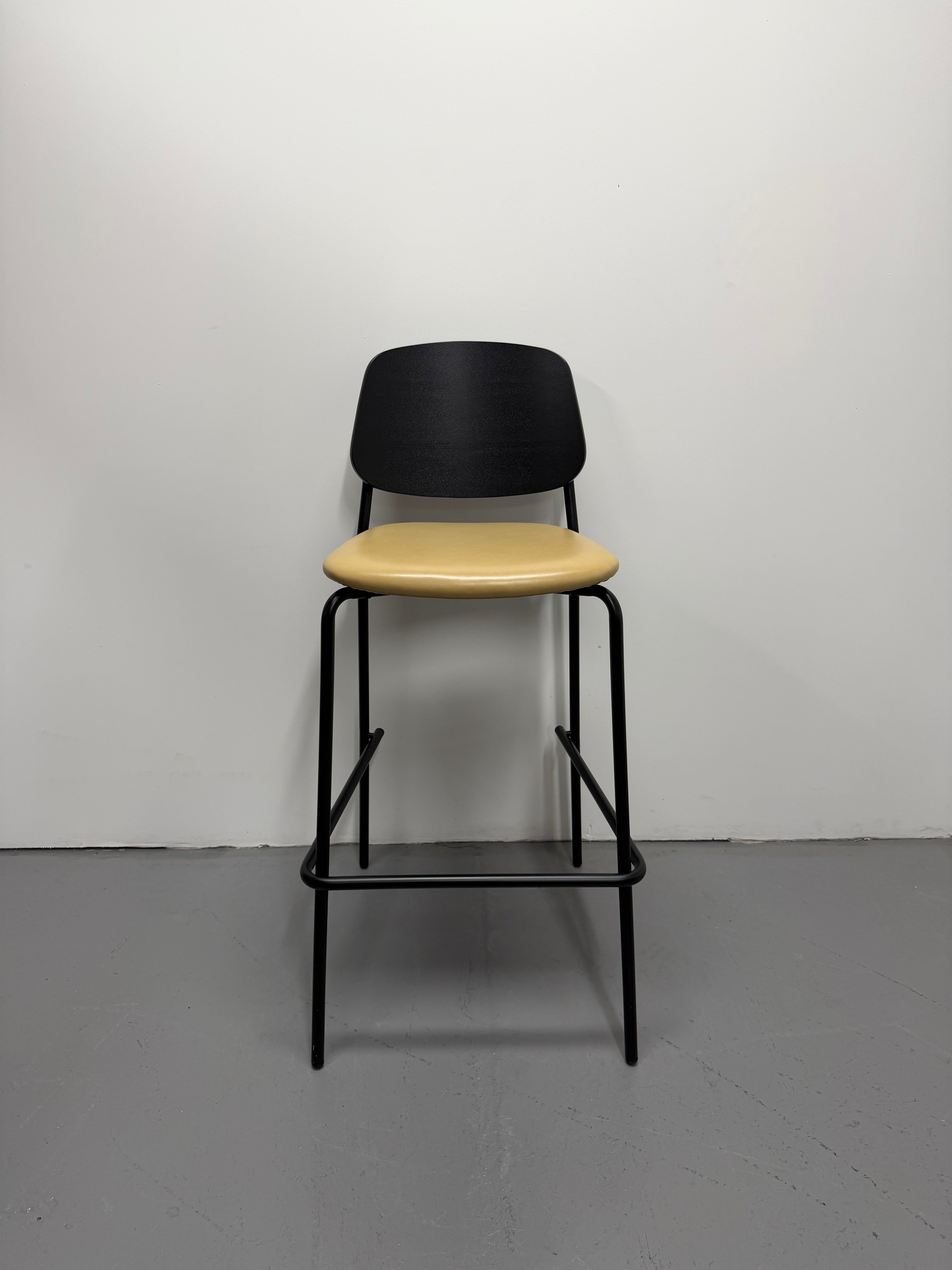 Platform Barstool by m.a.d – Tan Upholstered Seat