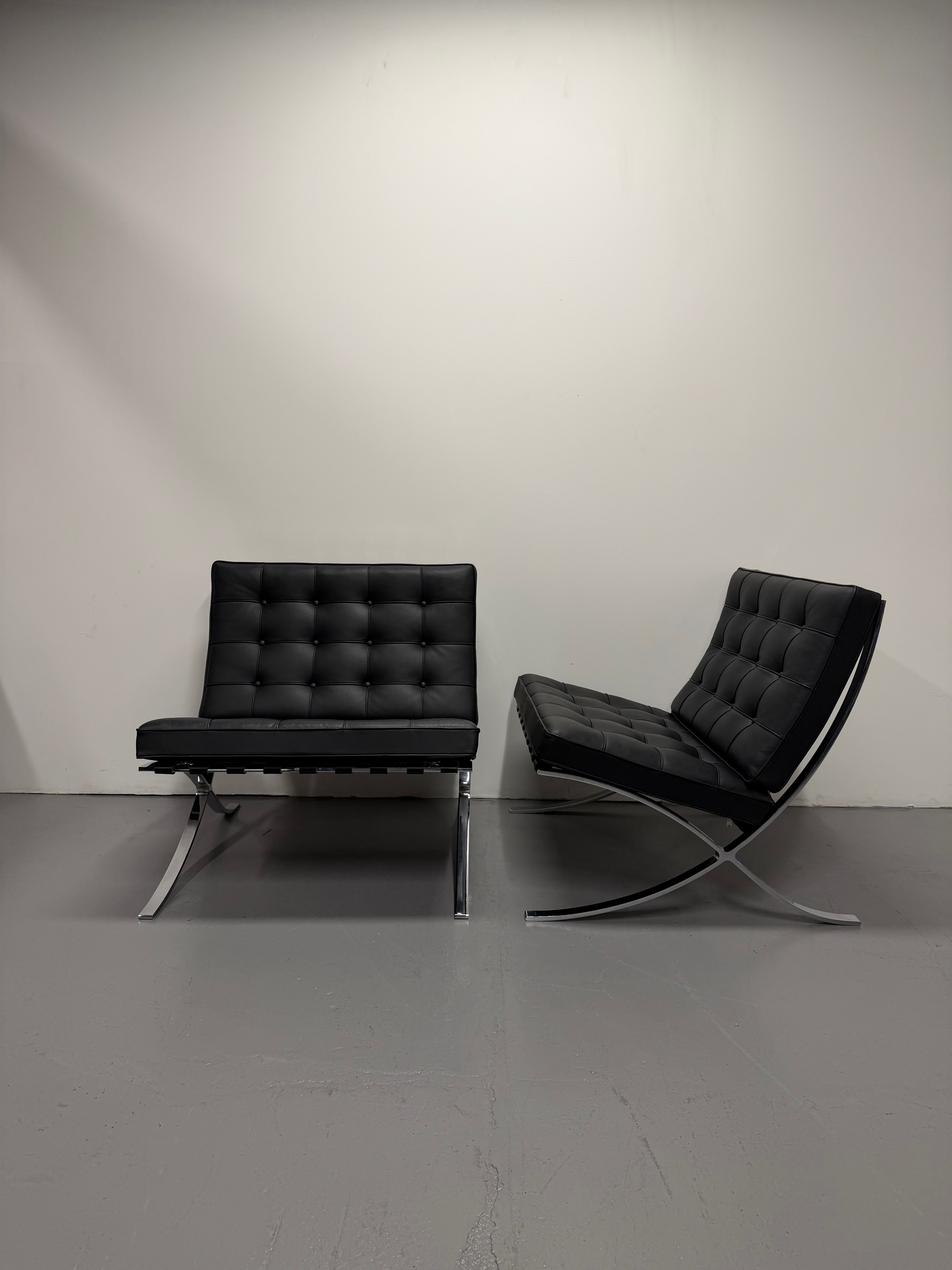 Original Knoll Barcelona Lounge Chair – Chrome Frame, Black Leather