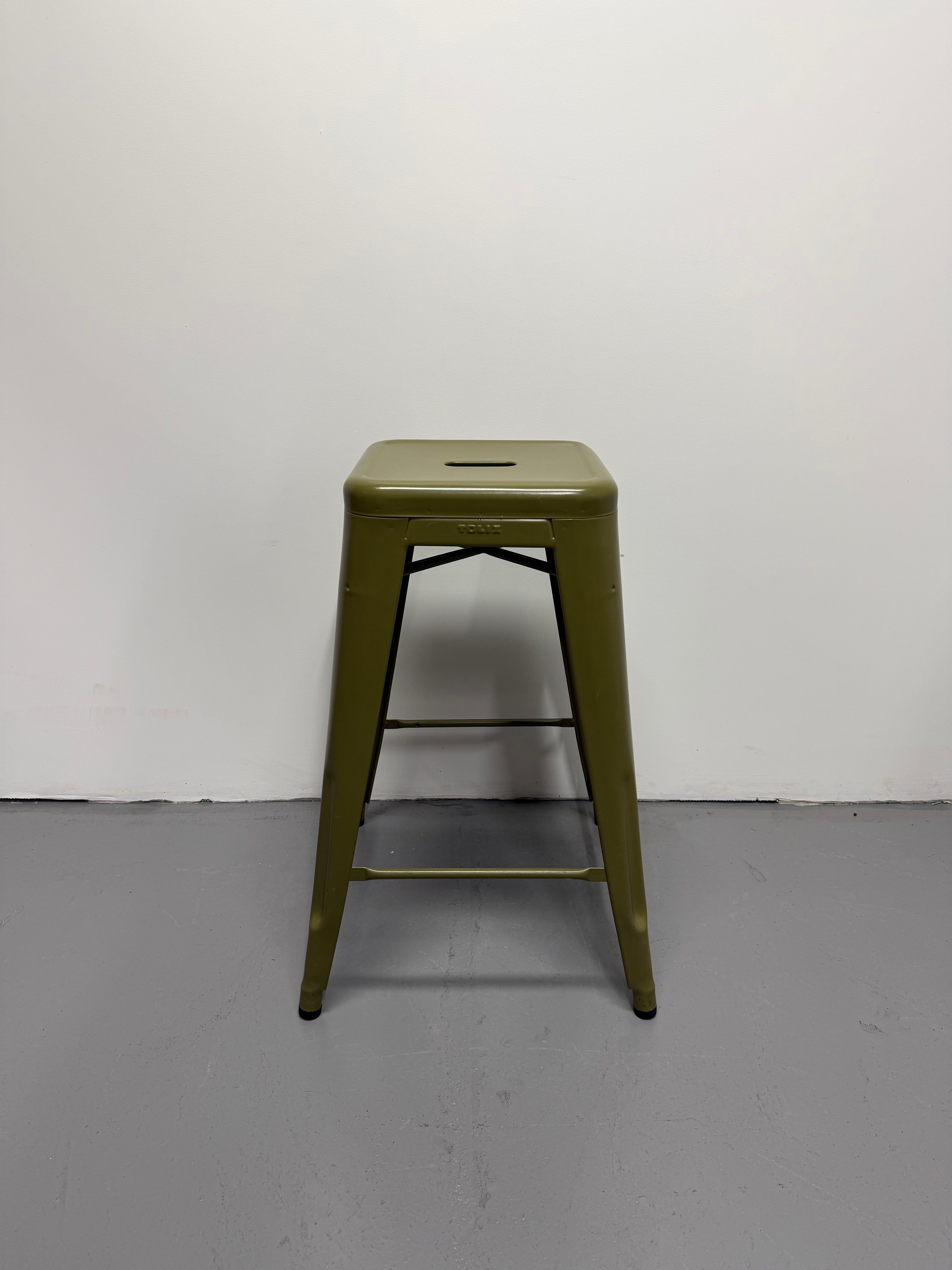 Tolix H75 Bar Stool by Xavier Pauchard – Olive Green