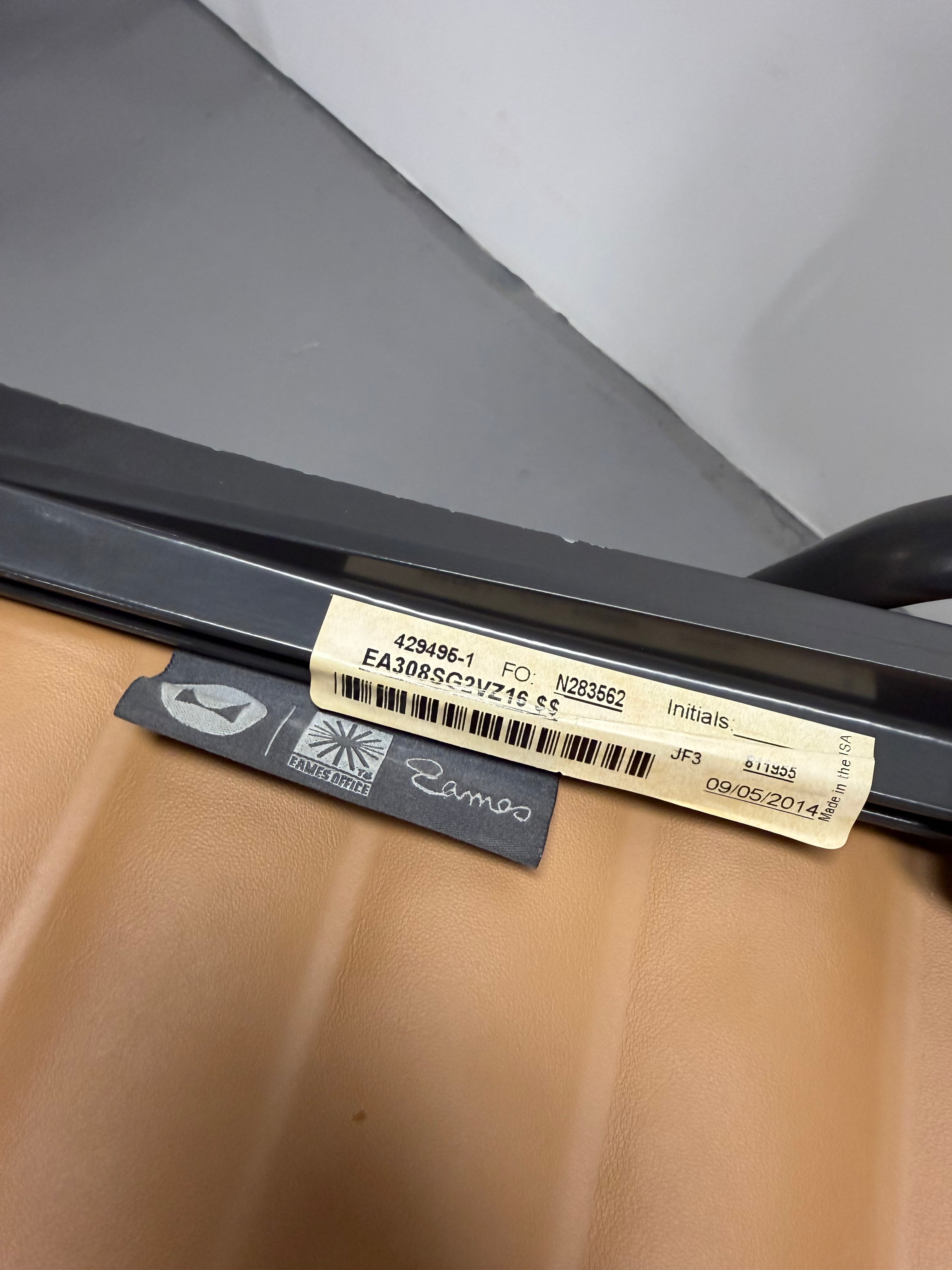 Eames Aluminium Group Low Back Chair - Tan Leather / Black Frame