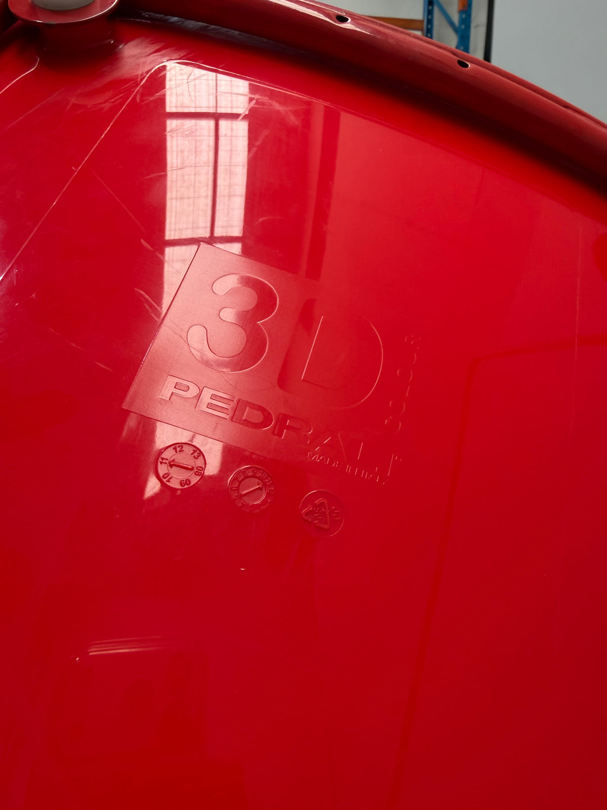 Pedrali 3D-Colour 777 Chair – White Front / Red Gloss Back / Red Sled Base – view 6 – pre-owned