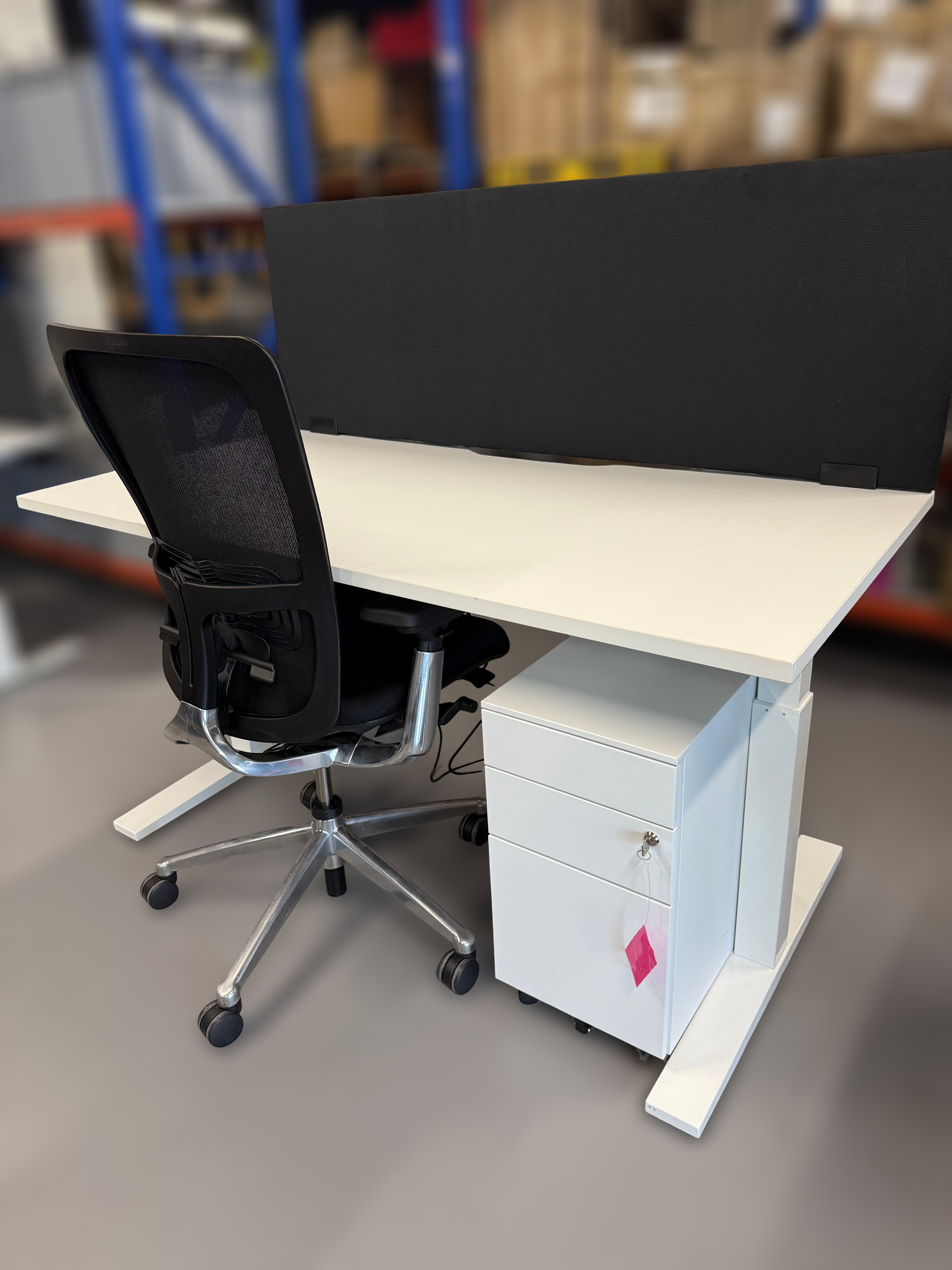 Commercial Grade Sit Stand Desk – White Electric Height Adjustable