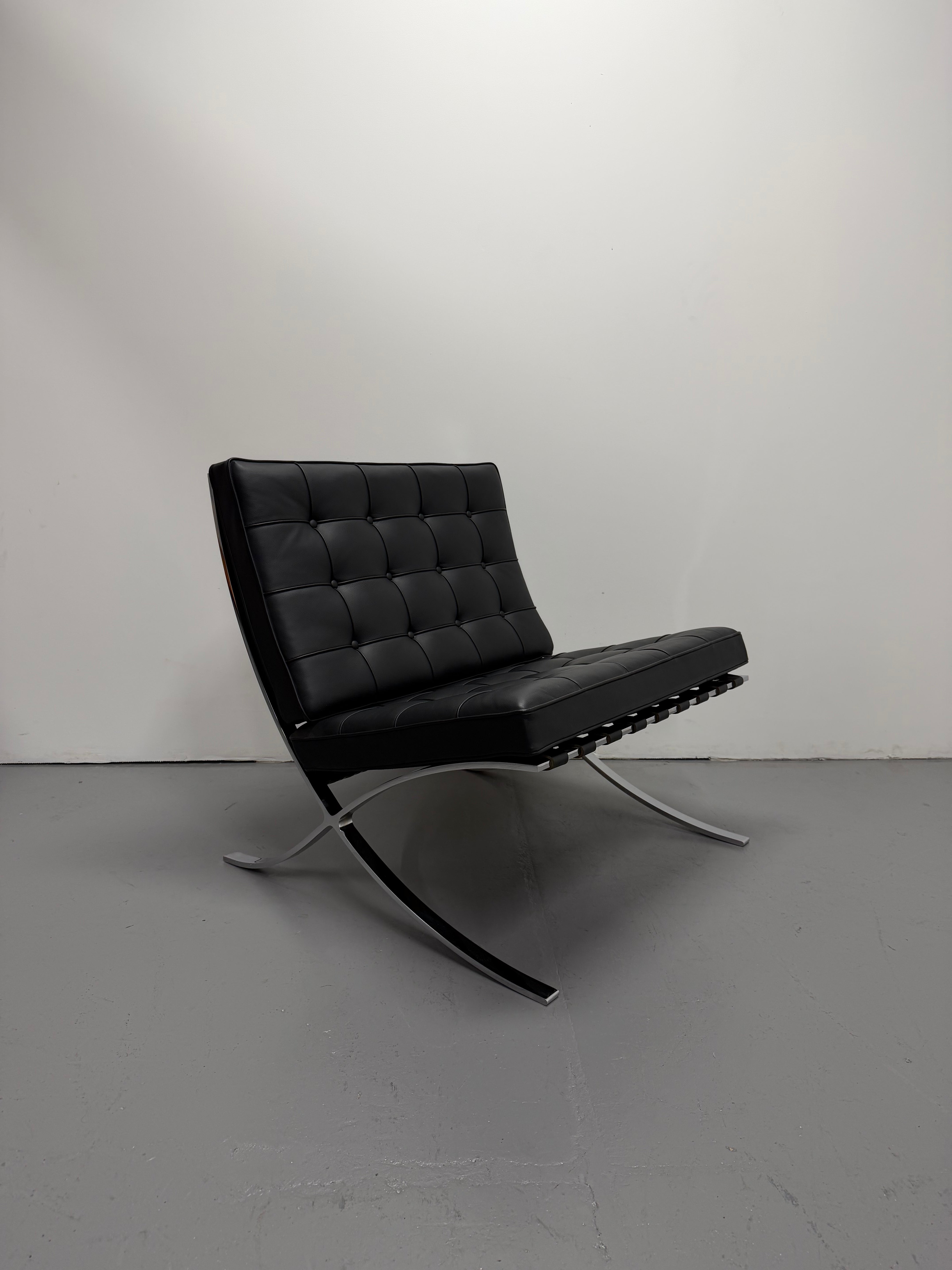Original Knoll Barcelona Lounge Chair – Chrome Frame, Black Leather
