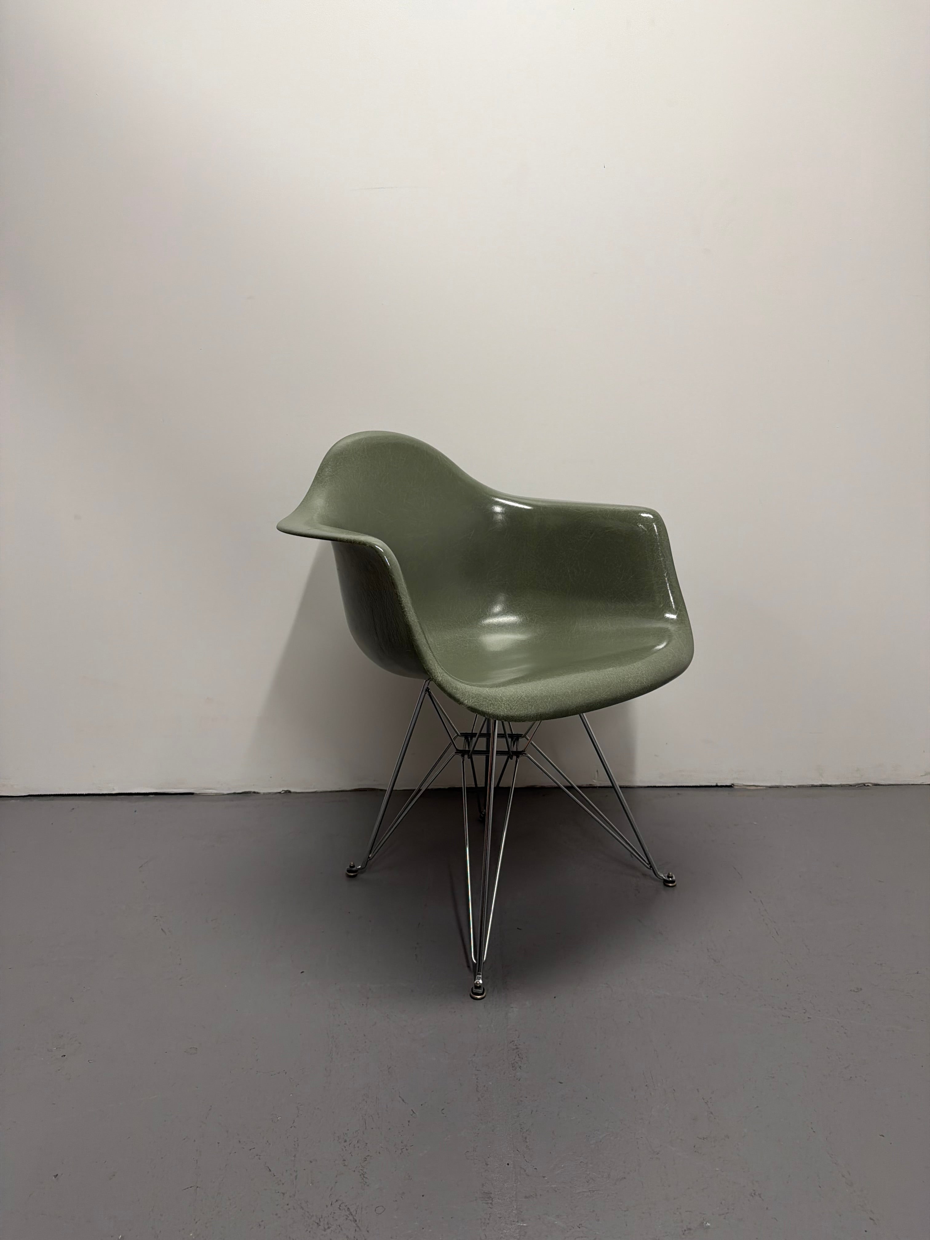 Modernica Fibreglass Arm Shell Chair Eames style | Sage Green