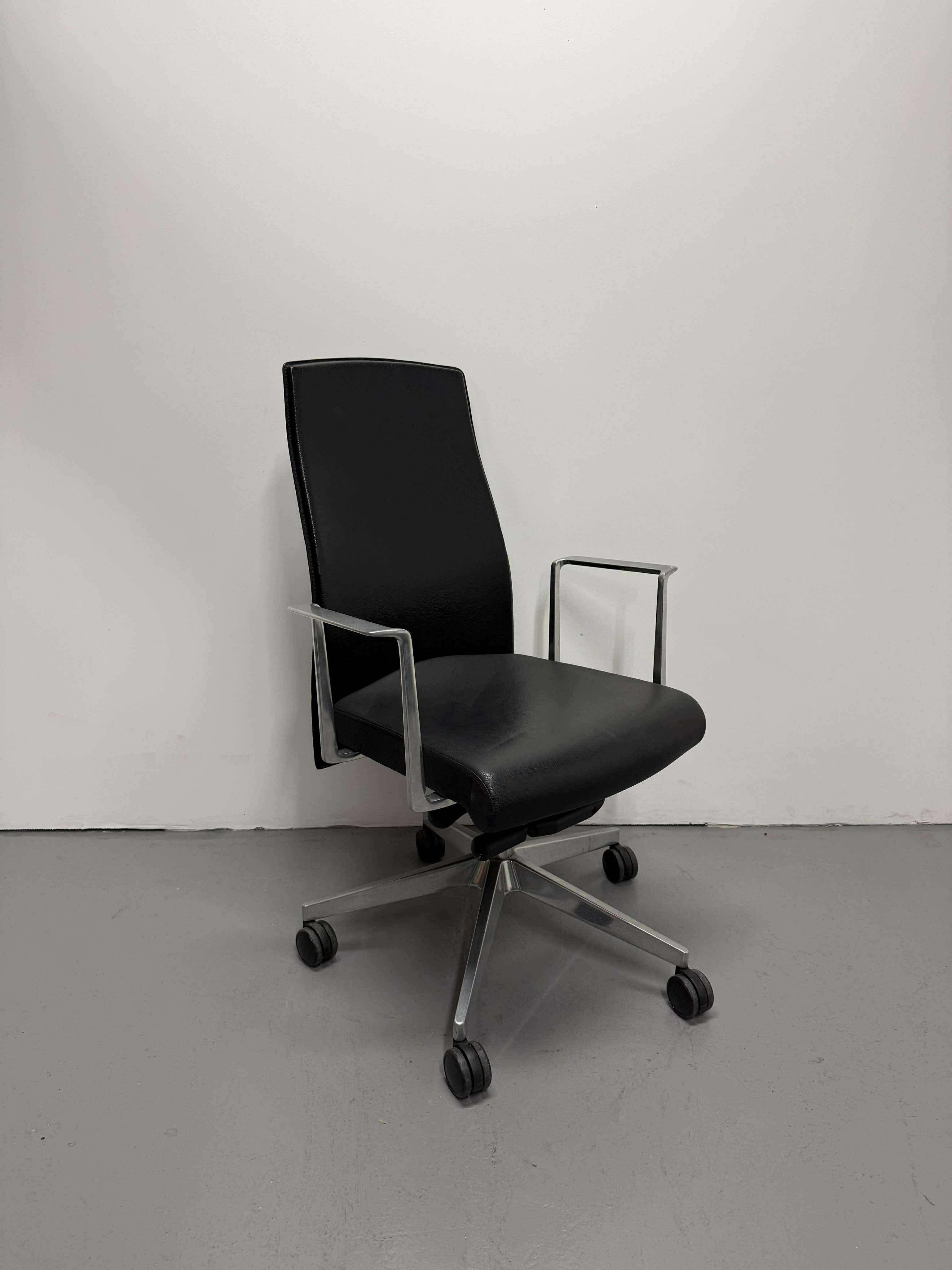 Boardroom Chair - Black Leather & Chrome Base
