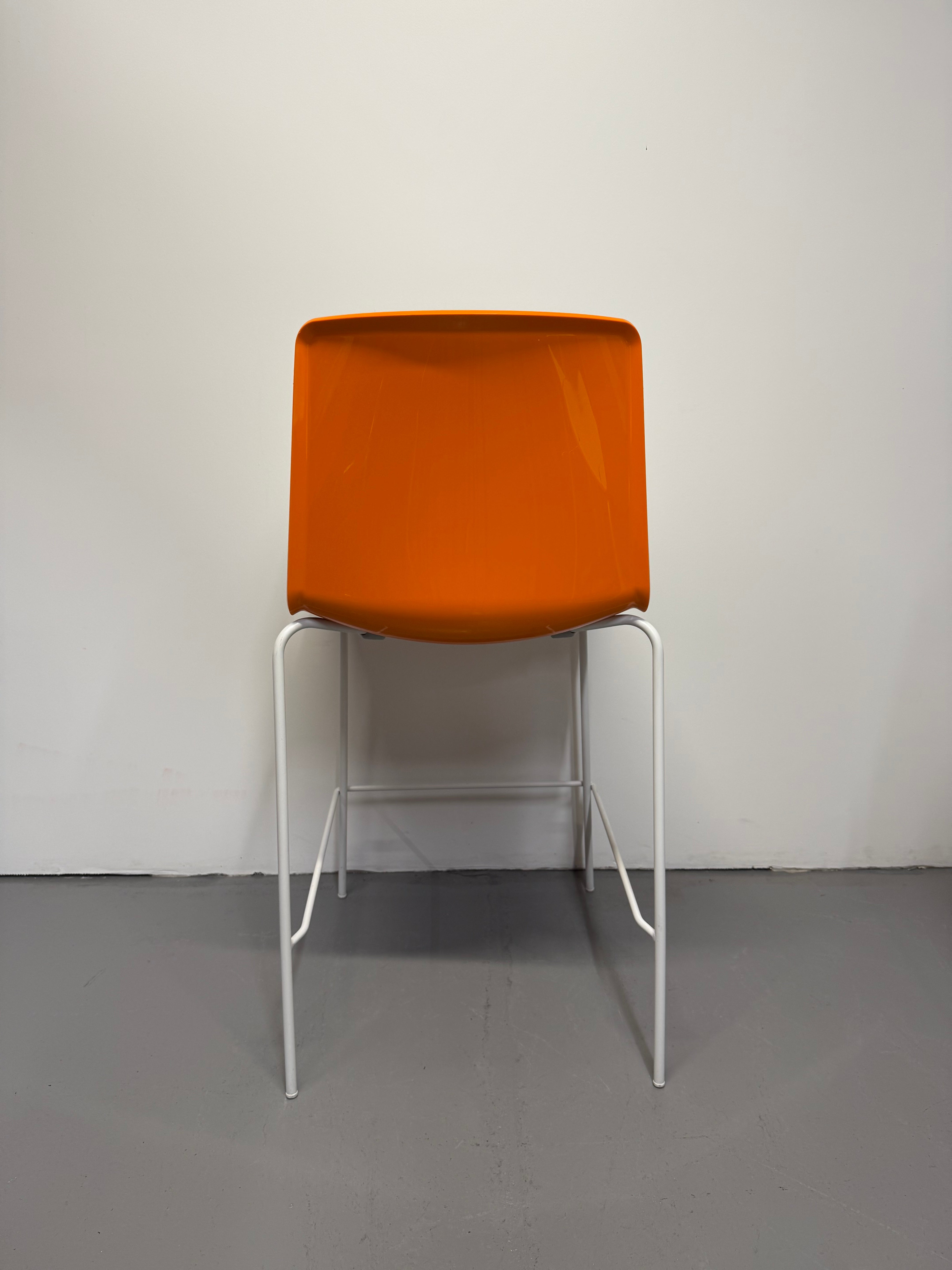 Pedrali Tweet Barstool - Orange & White with White Frame