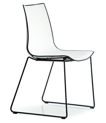 Pedrali 3D-Colour 777 Chair – White Front / Red Gloss Back / Red Sled Base
