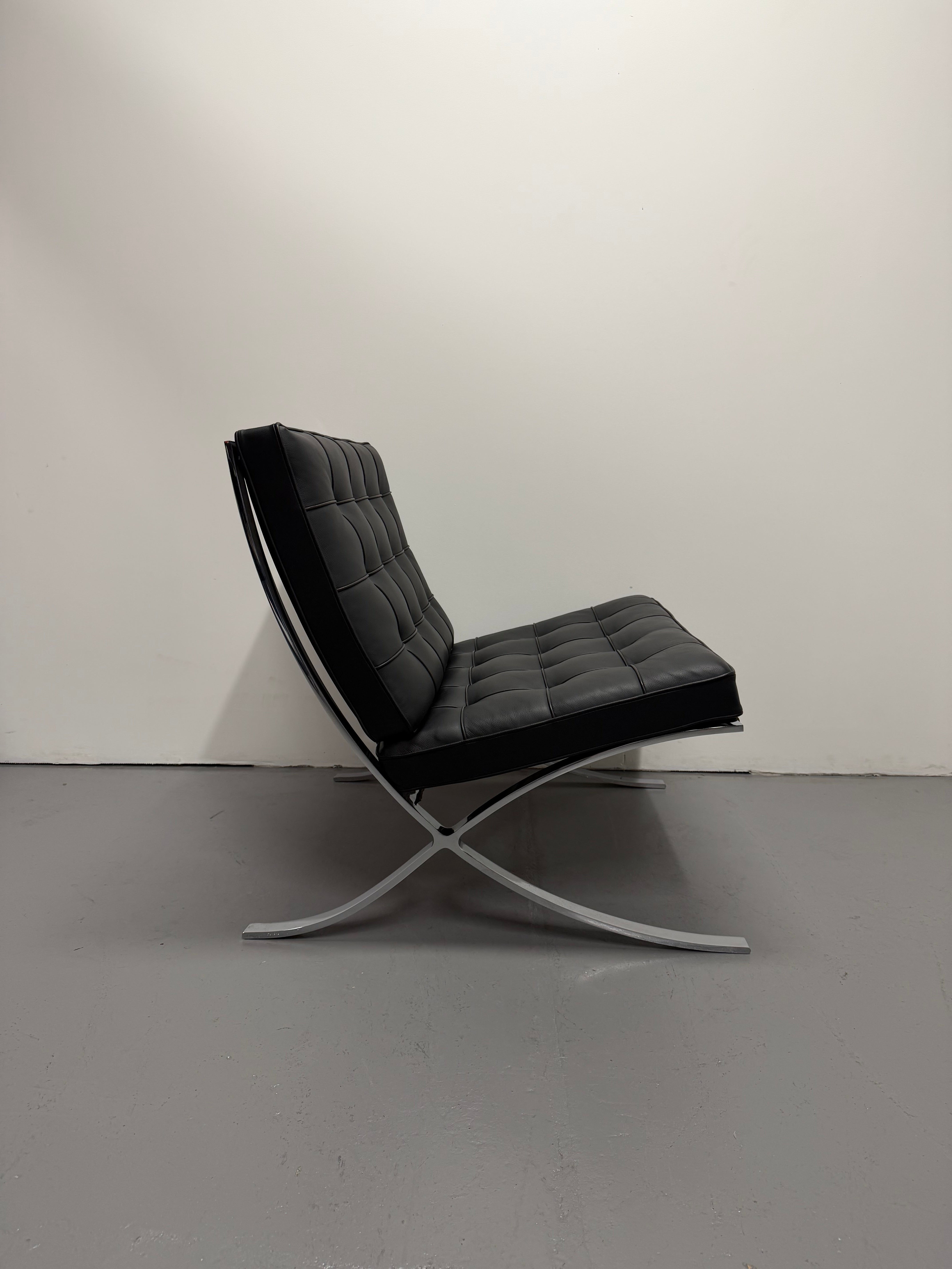 Original Knoll Barcelona Lounge Chair – Chrome Frame, Black Leather