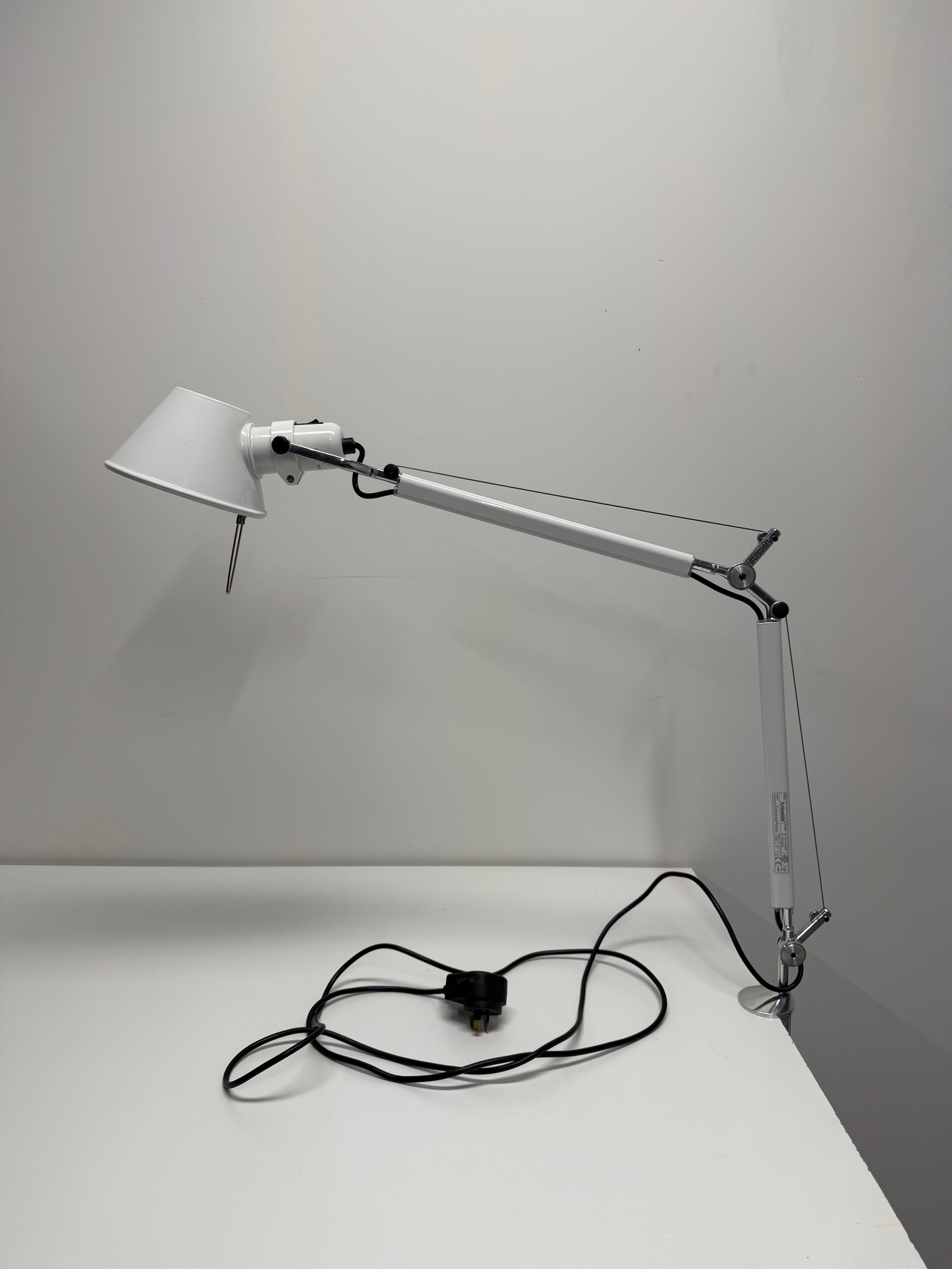 Artemide Tolomeo Mini Desk Lamp White - Clamp Mount | De Lucchi & Fassina