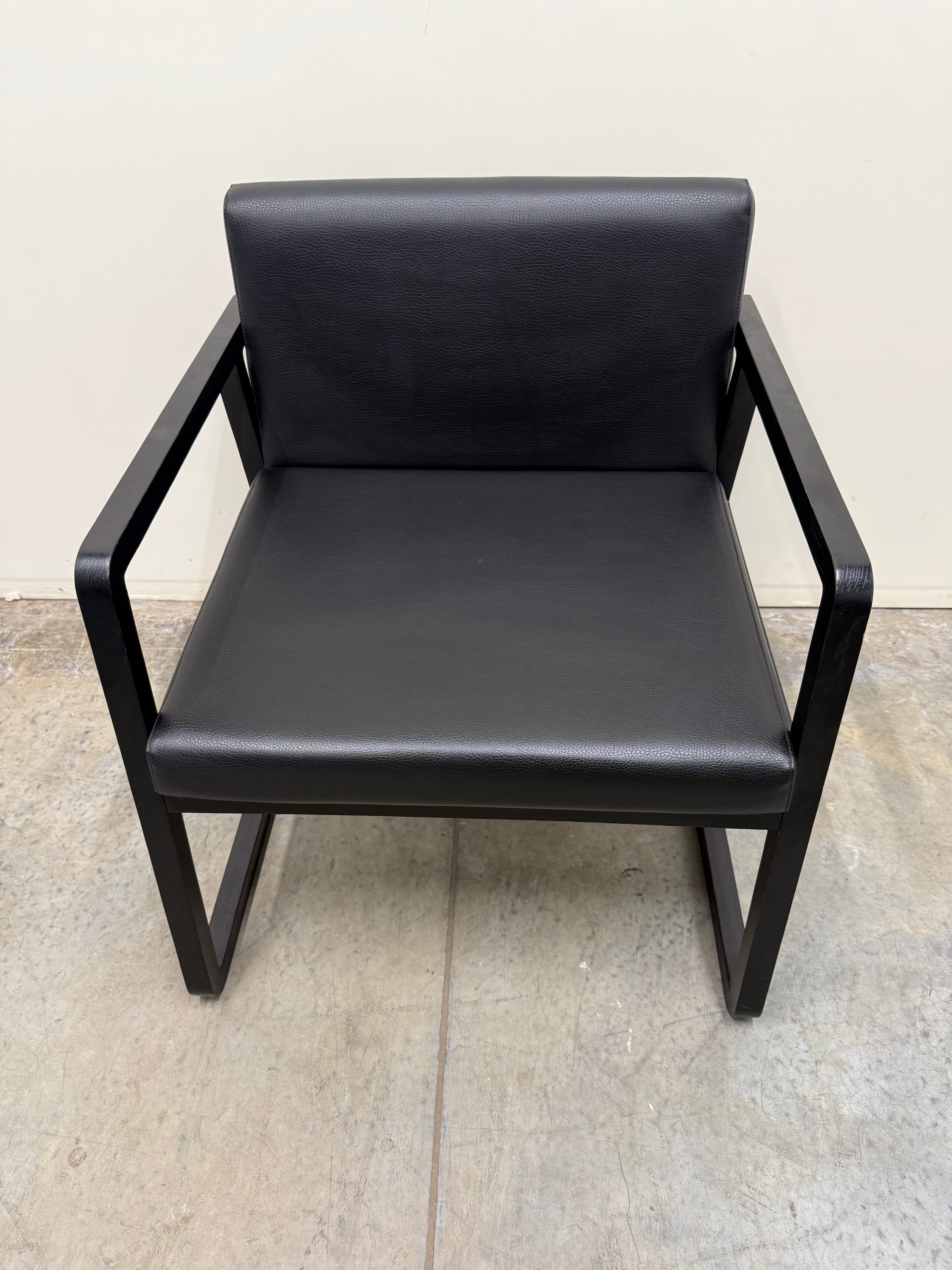 Woodmark Lounge Armchair – Black Leather / Timber Frame