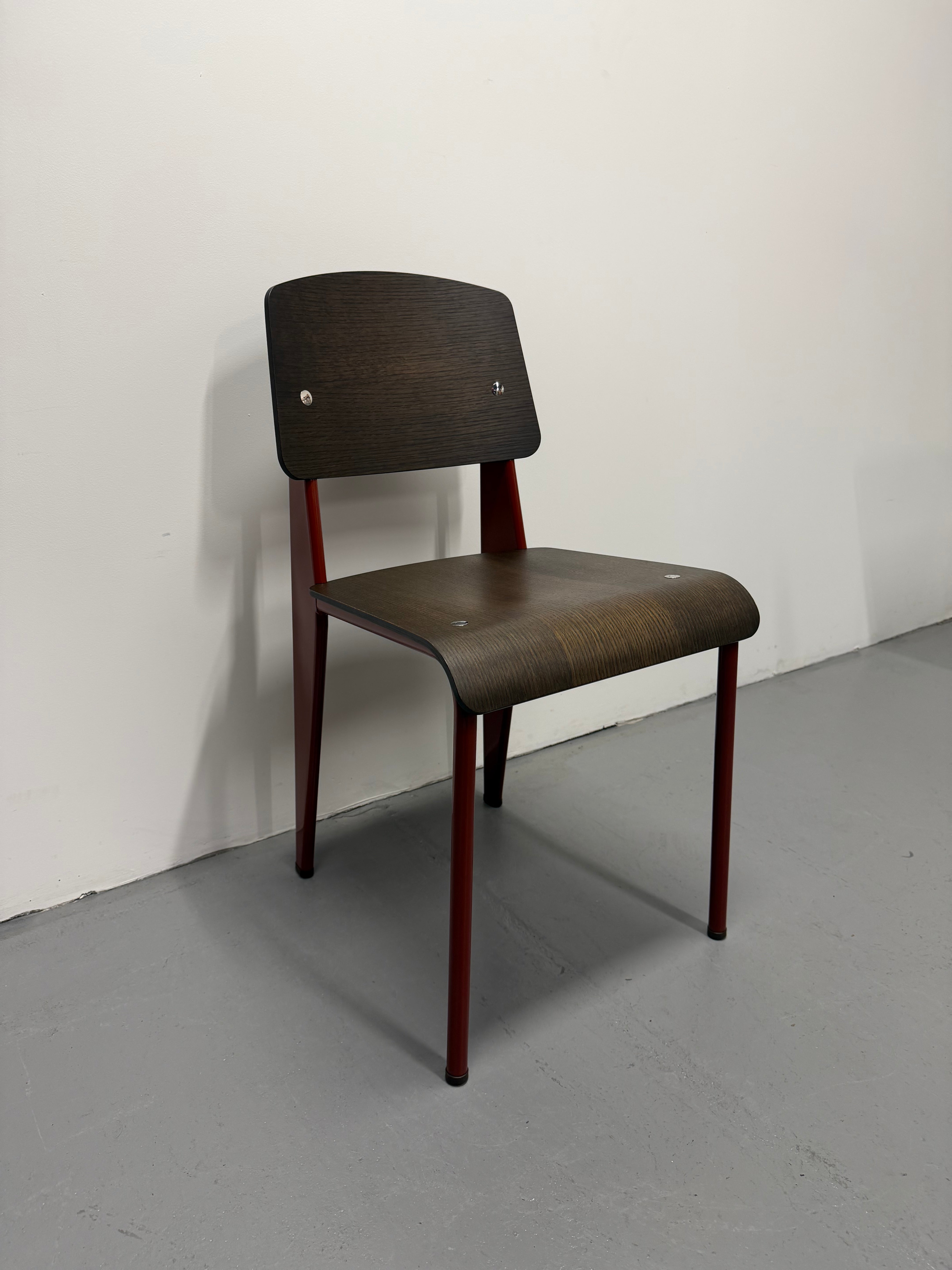 Vitra Standard Chair by Jean Prouvé – Dark Oak with Japanese Red Frame | Ex-Showroom