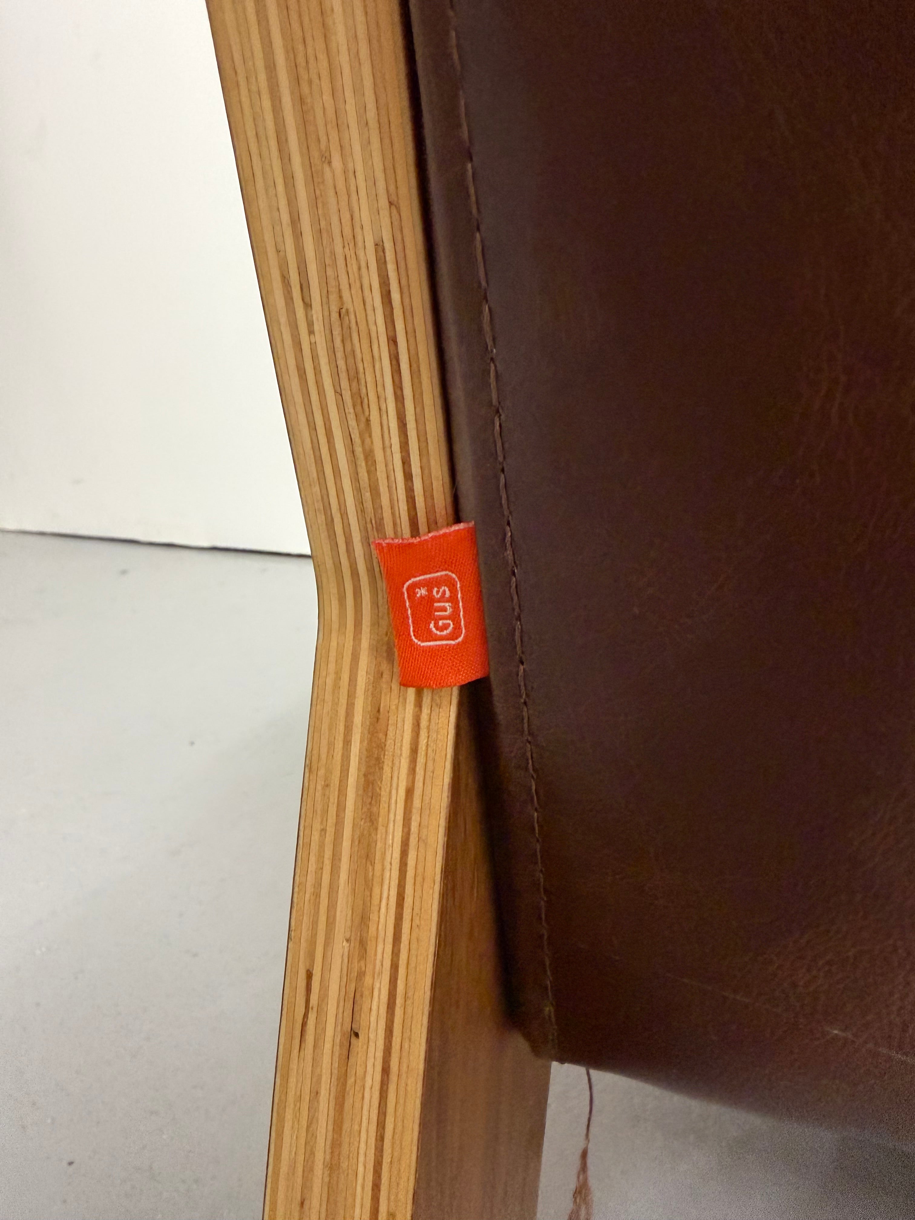 Gus Lodge Chair – Brown Leather & Walnut