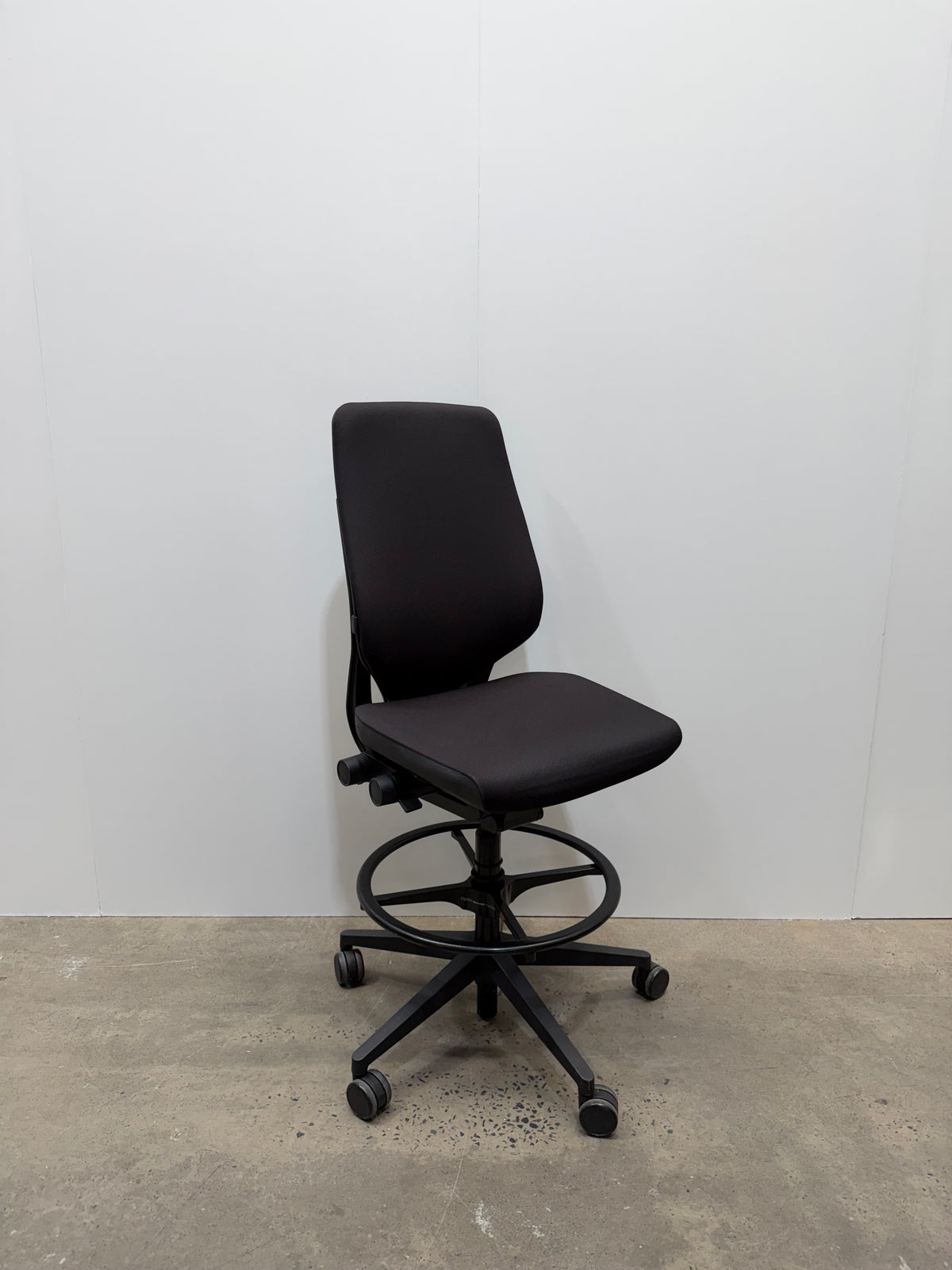 Steelcase Gesture Drafting Stool – Black Fabric, No Arms – view 3 – pre-owned