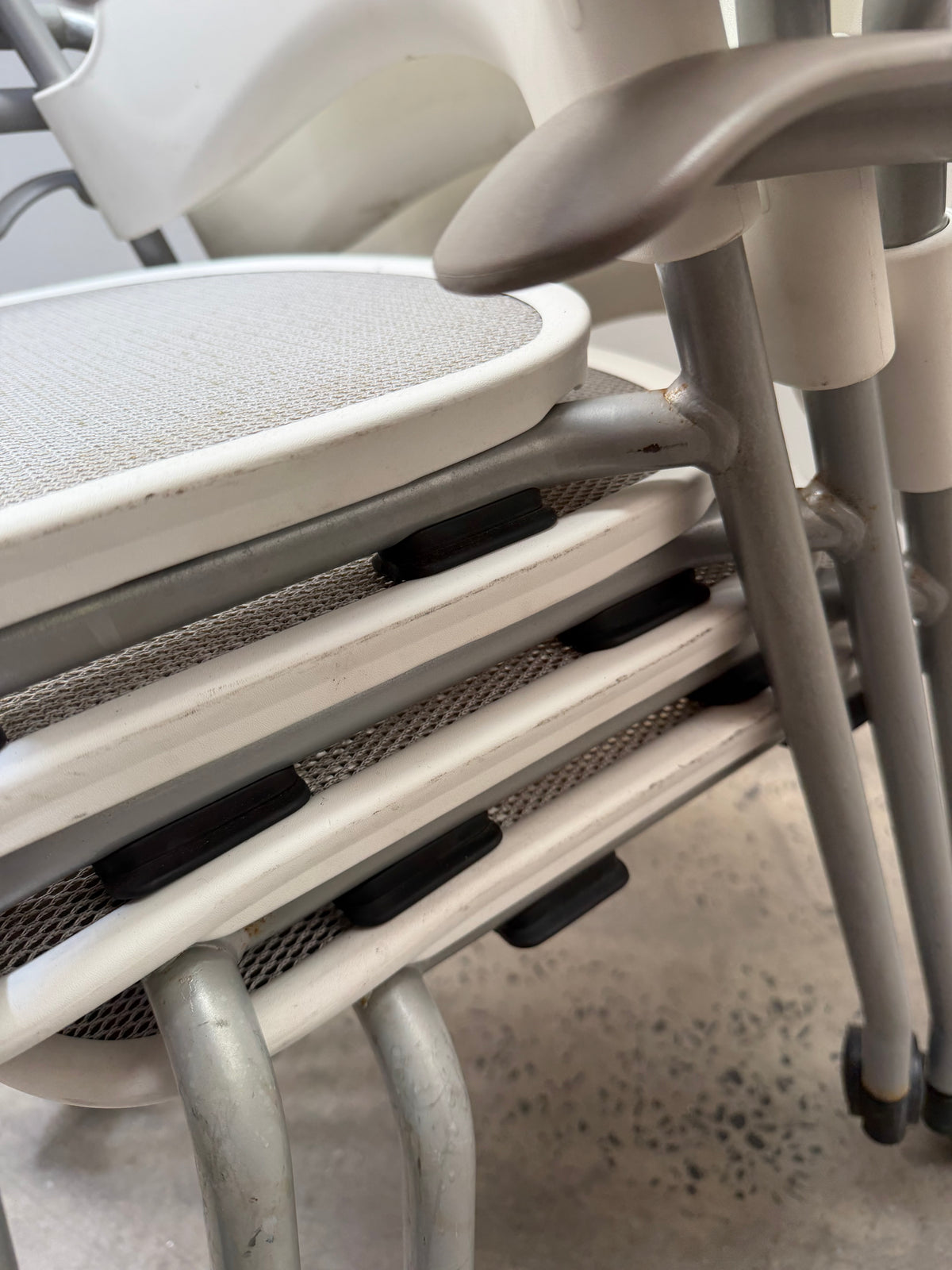 Herman Miller Caper Stacking Chair – White, FLEXNET Seat, Arms & Castors – view 13 – pre-owned