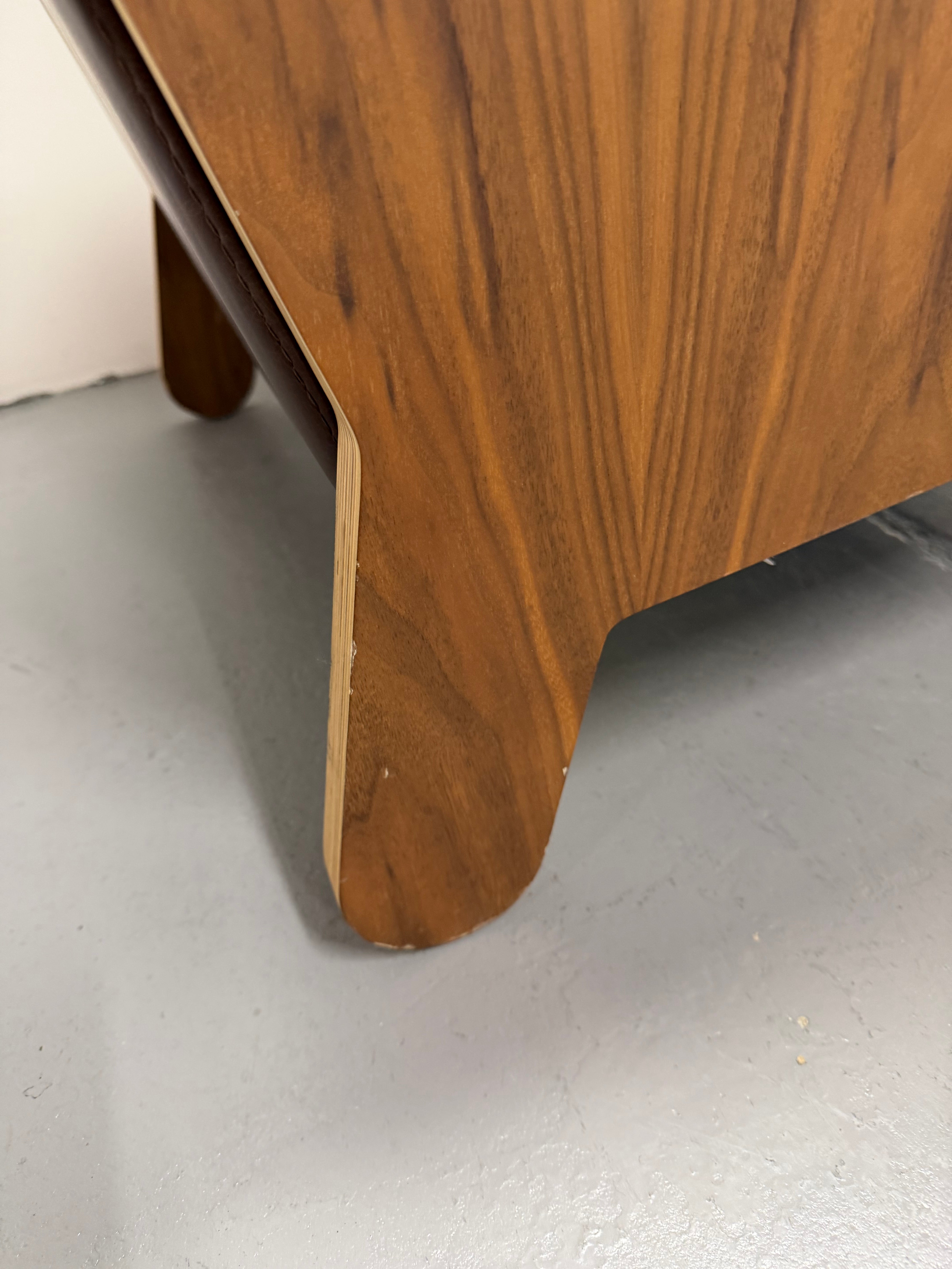 Gus Lodge Chair – Brown Leather & Walnut