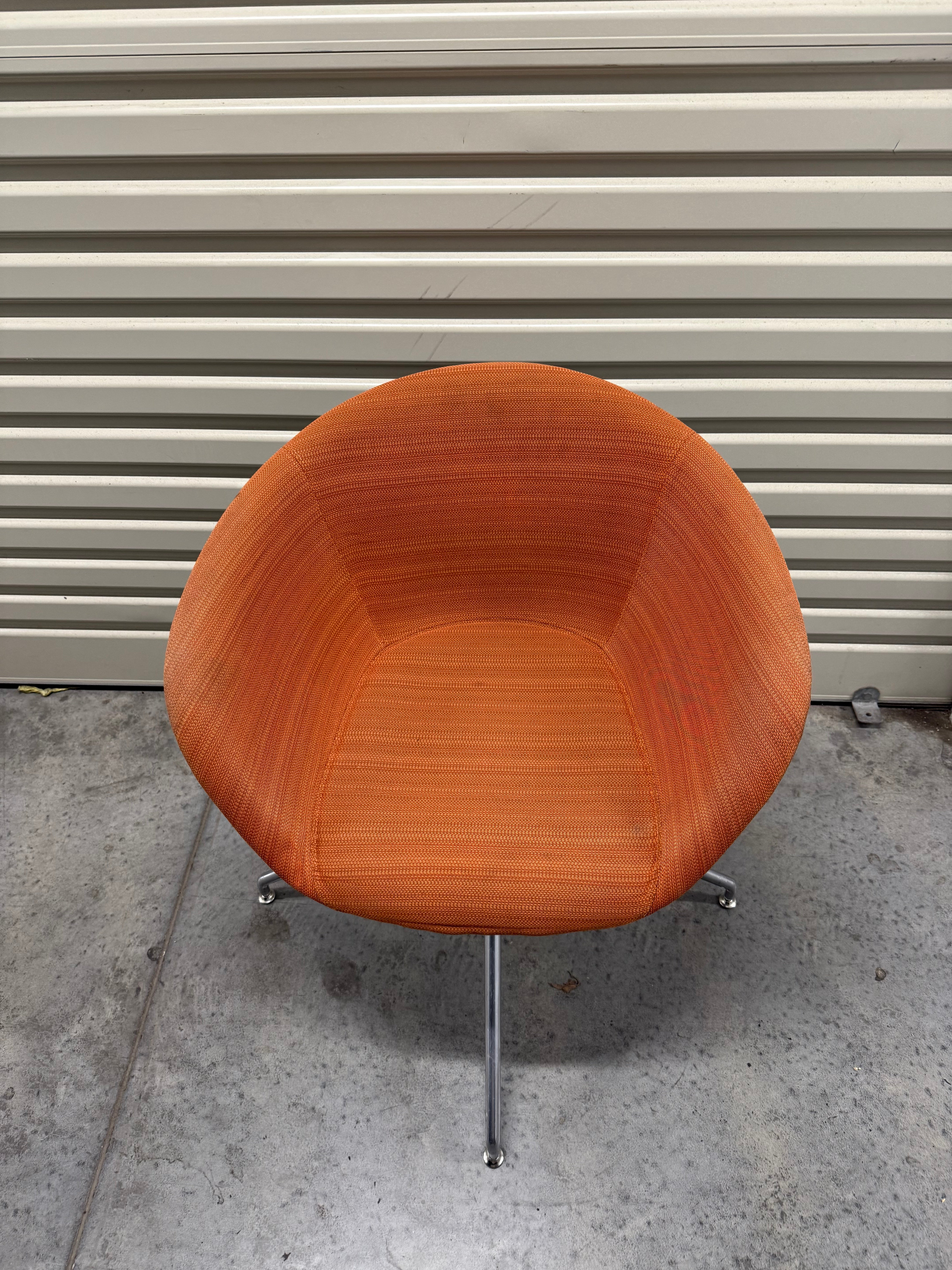 Arper Duna 02 Chair – Orange Fabric / Chrome 4-Way Base
