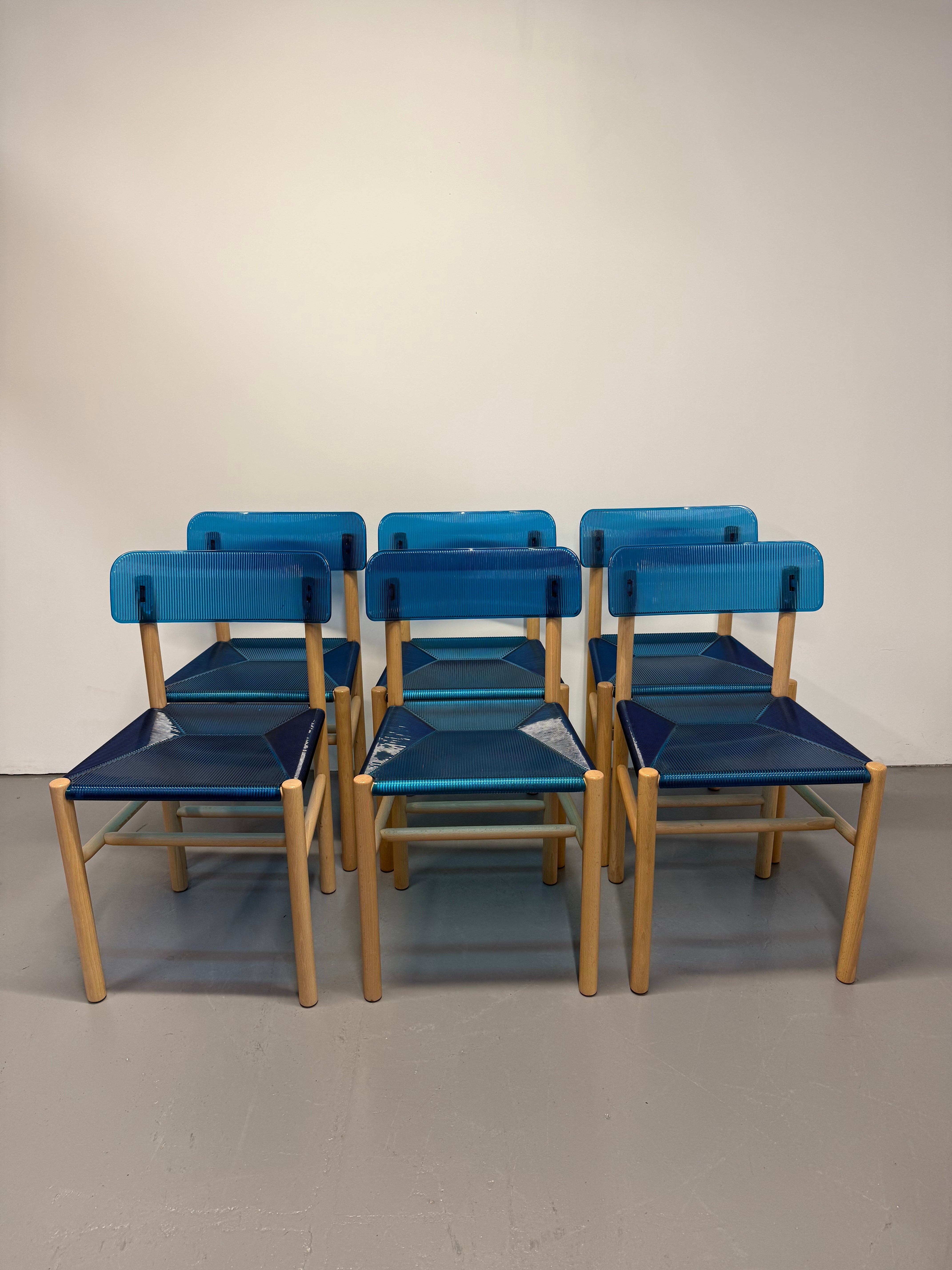 RARE Jasper Morrison ‘Trattoria’ Chairs for Magis – Sky Blue (6x Available)