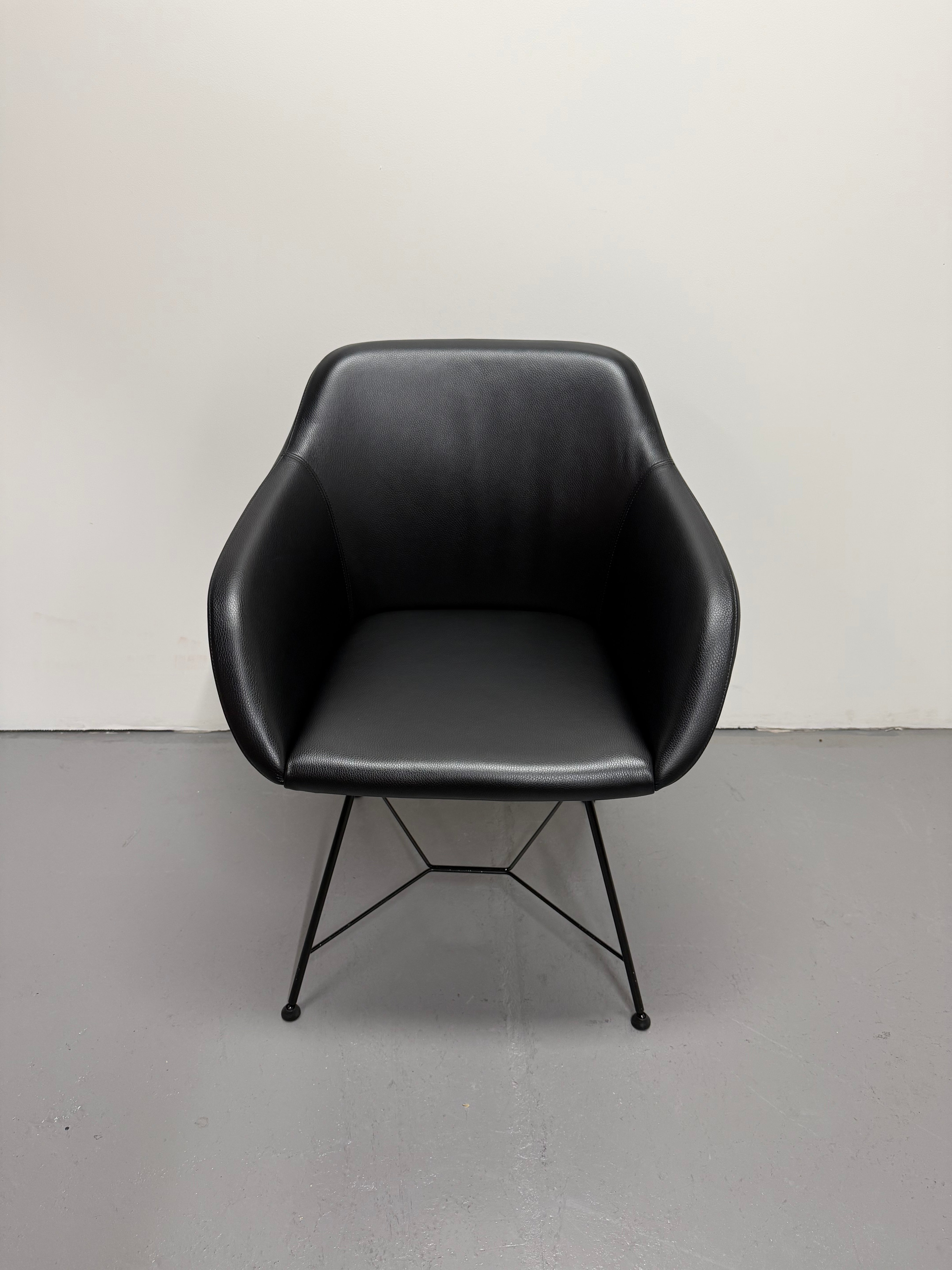 Walter Knoll Turtle Chair - Black Leather with Wire Base