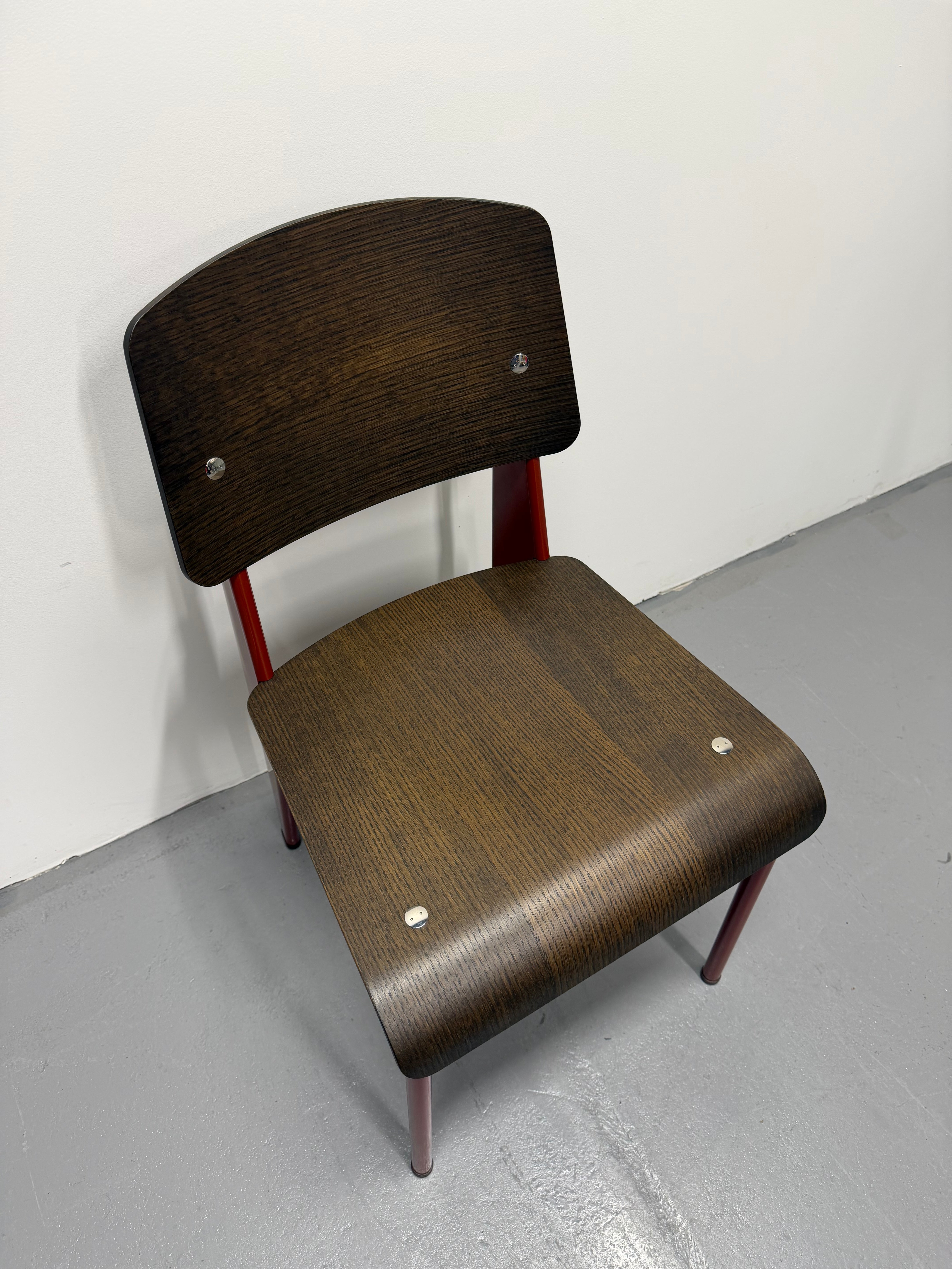 Vitra Standard Chair by Jean Prouvé – Dark Oak with Japanese Red Frame | Ex-Showroom