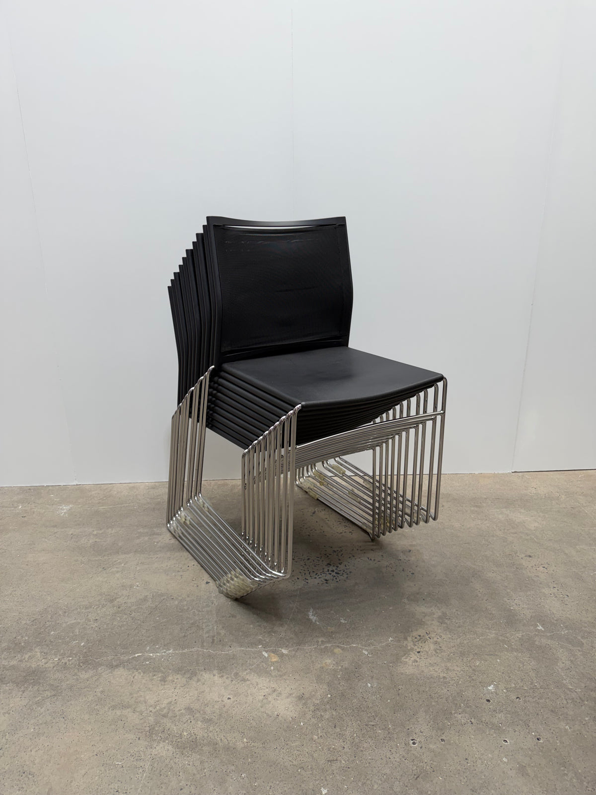 Stackable Mesh Back Visitor Chair – Black, Chrome Sled Base – view 7 – pre-owned