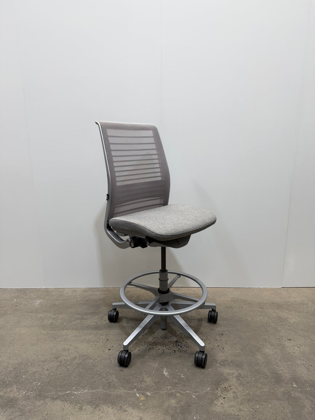Steelcase Think V2 Drafting Stool – Grey, No Arms, Ex-Showroom – view 3 – pre-owned