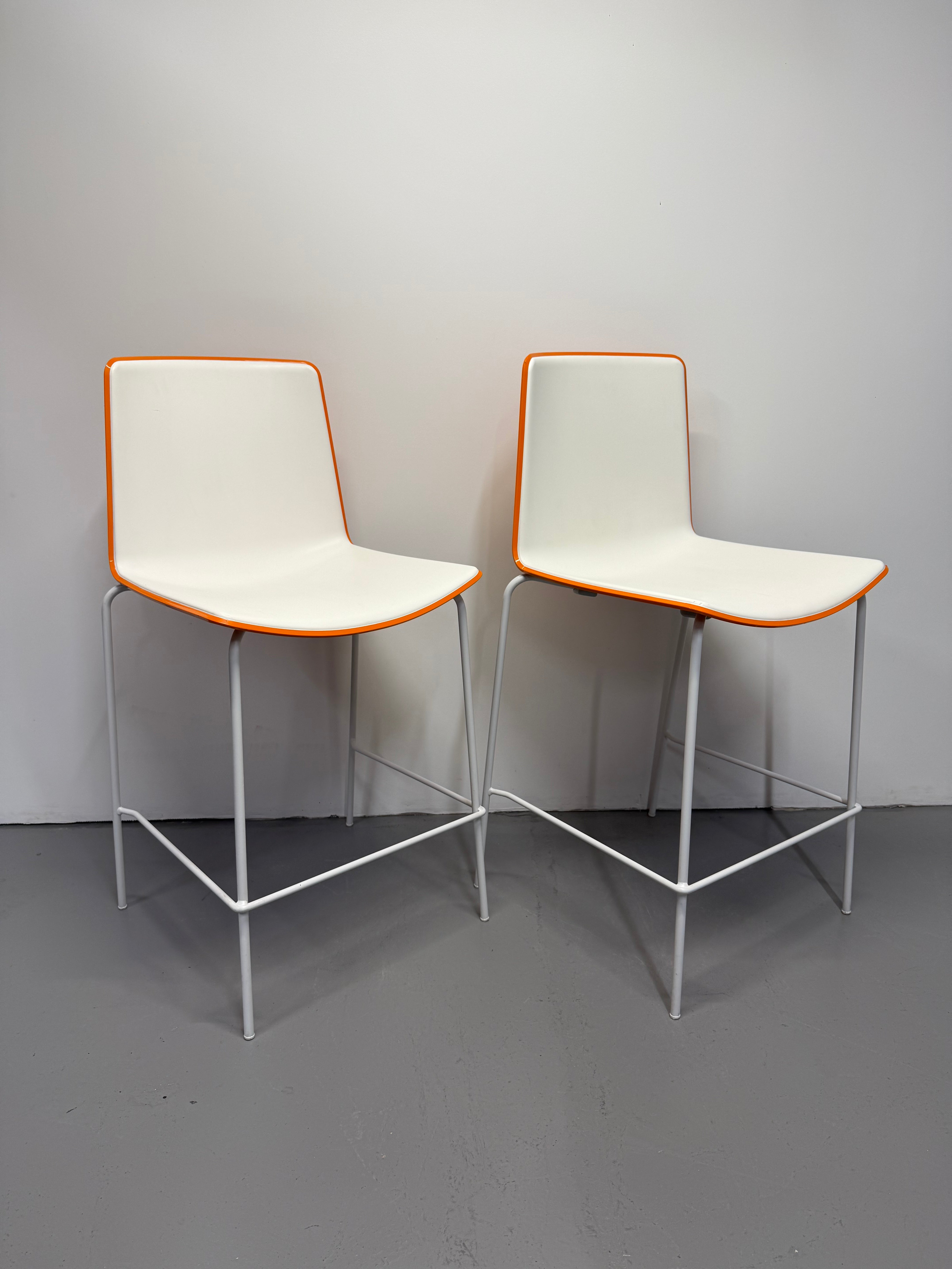 Pedrali Tweet Barstool - Orange & White with White Frame