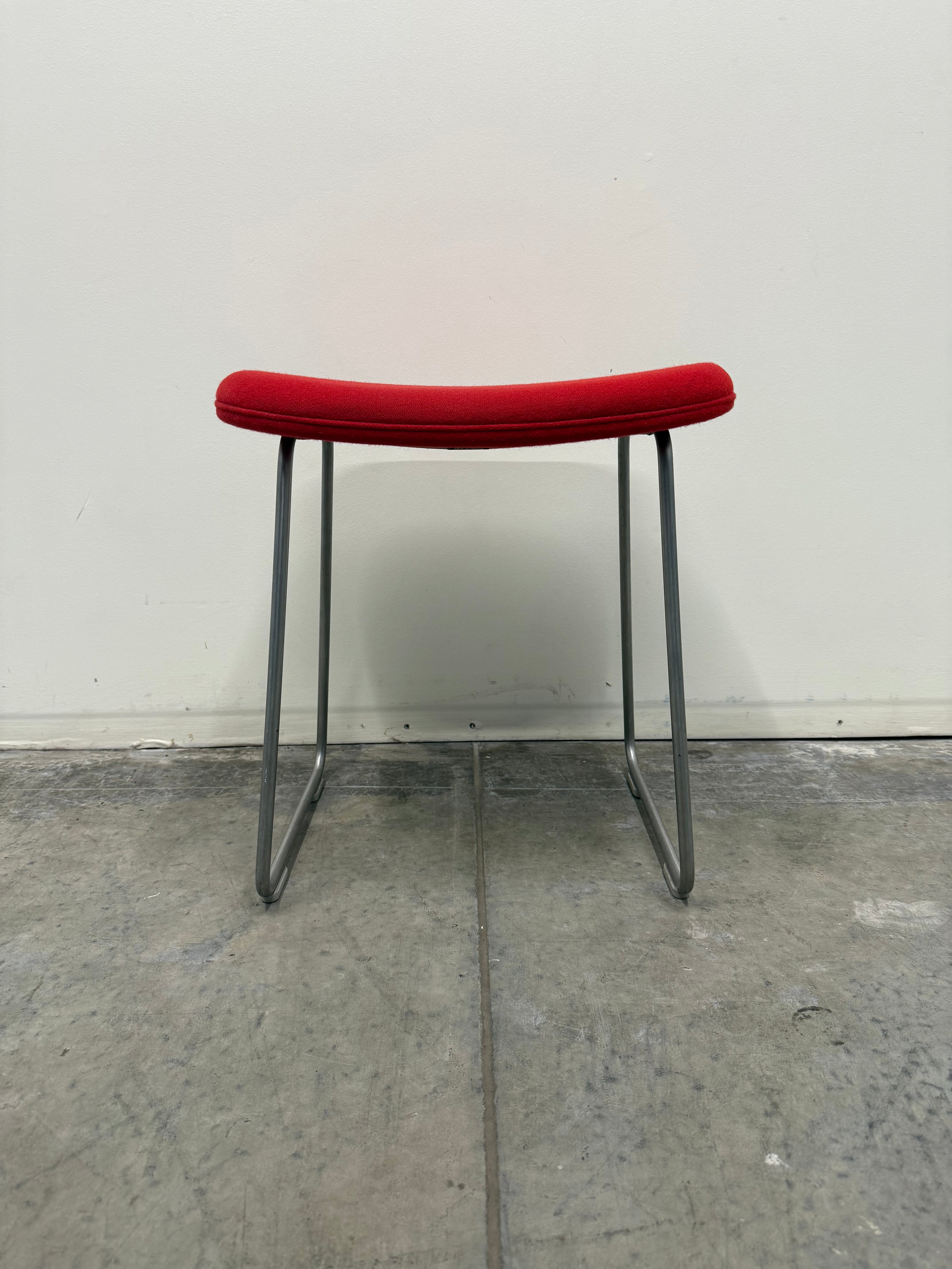 Cappellini Low Stool – Red Upholstery with Sled Base | Italian Design