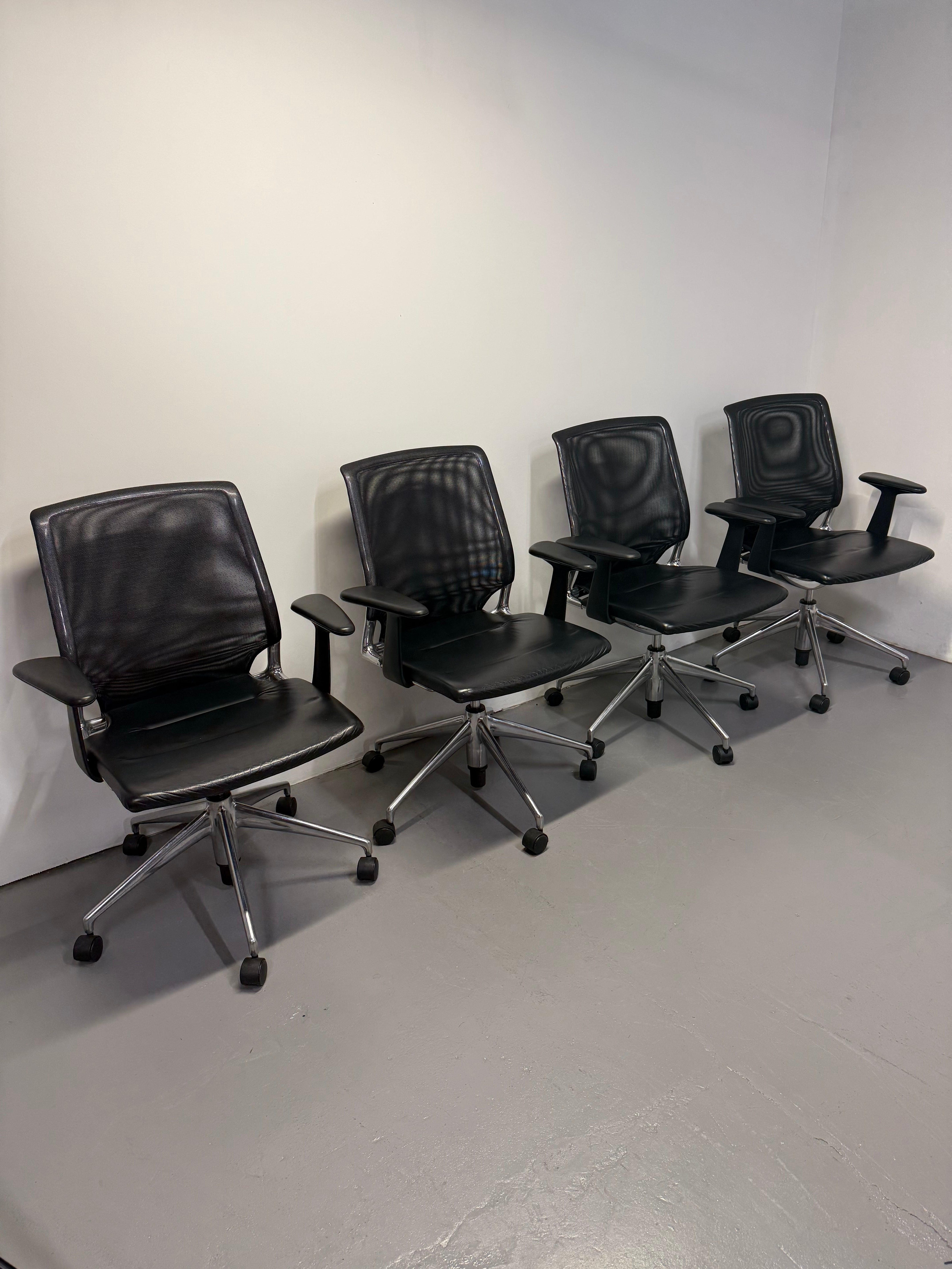 Vitra Meda Chair - Black Leather Seat & Mesh Back