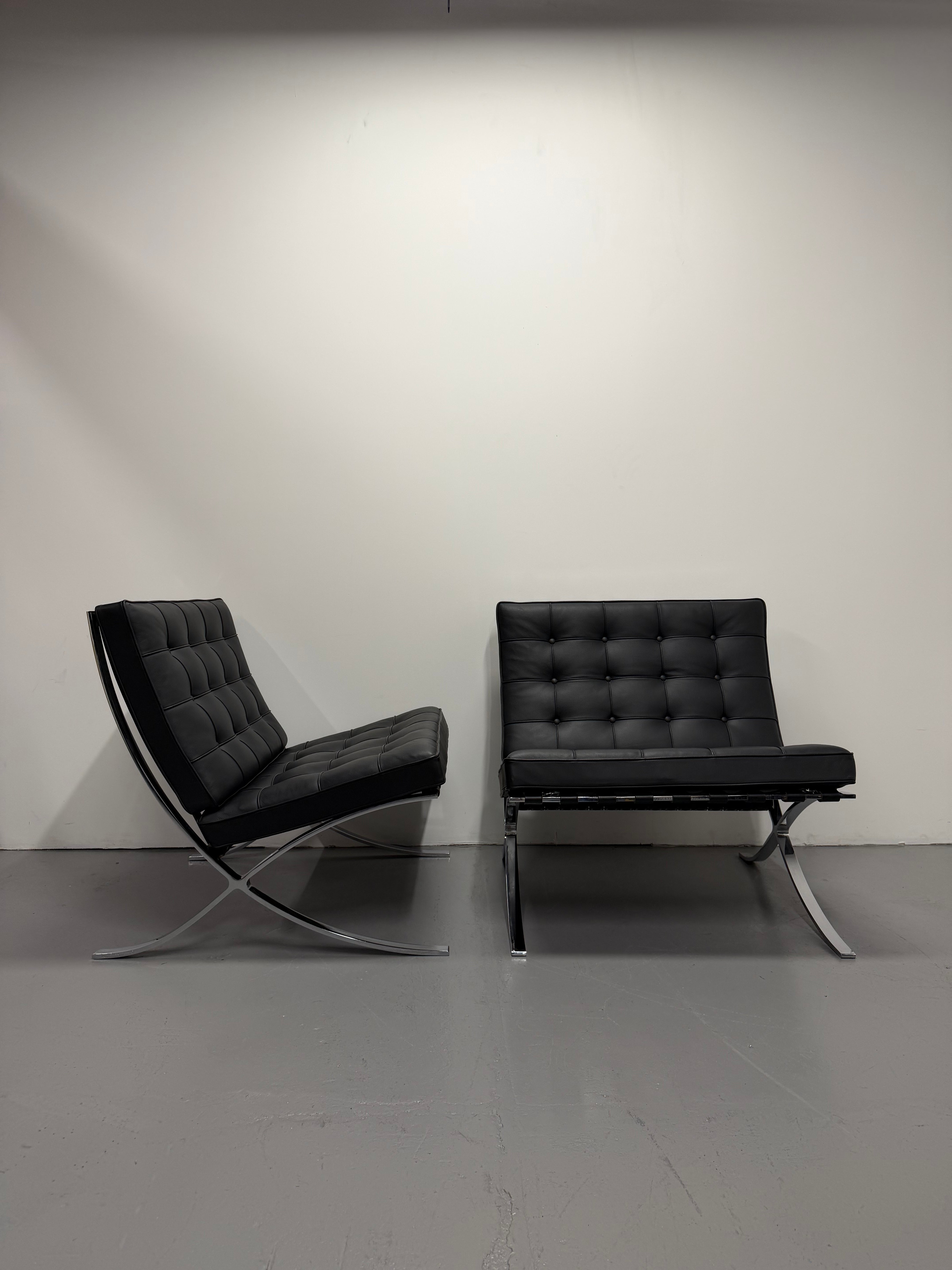 Original Knoll Barcelona Lounge Chair – Chrome Frame, Black Leather