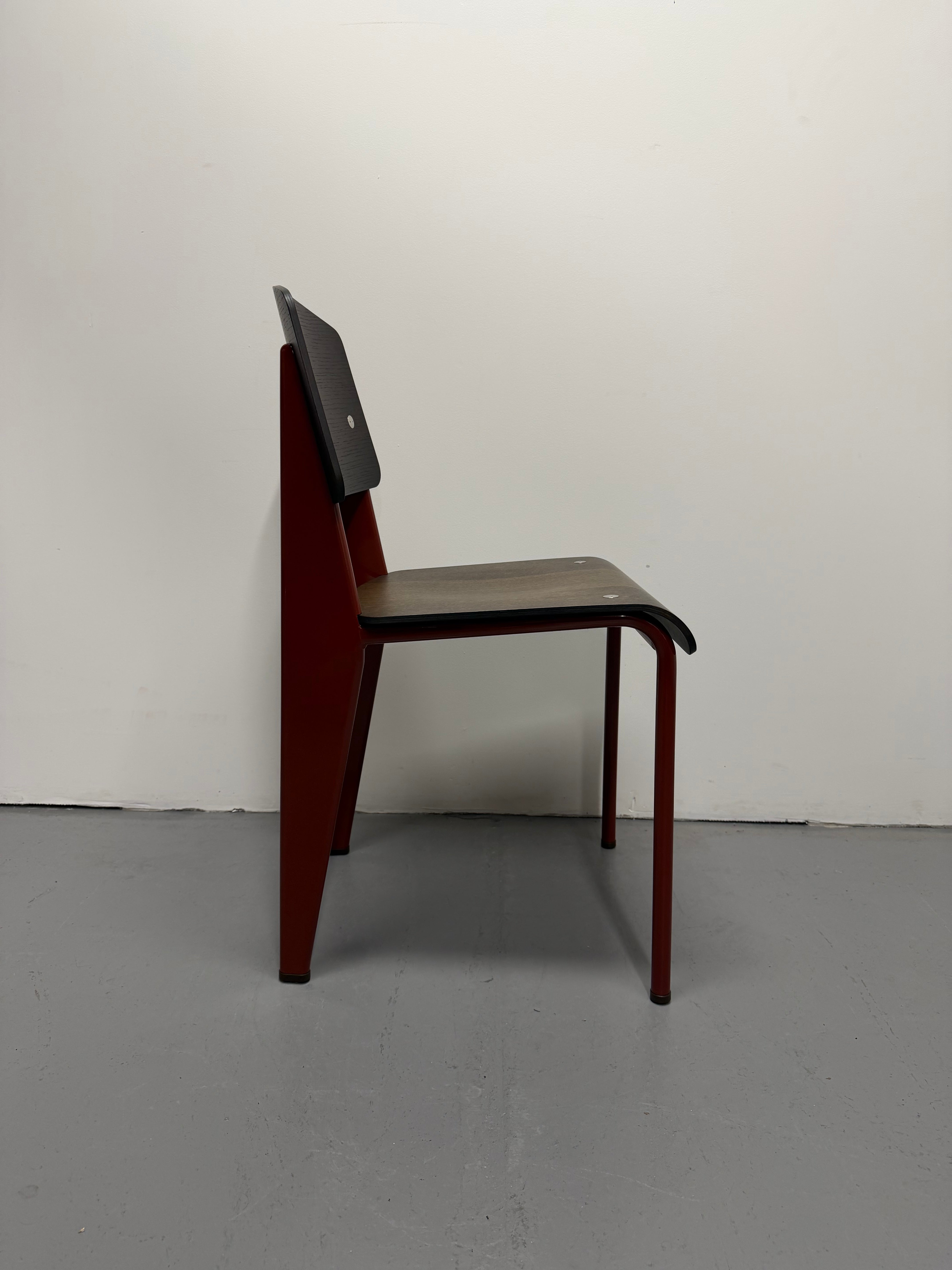 Vitra Standard Chair by Jean Prouvé – Dark Oak with Japanese Red Frame | Ex-Showroom